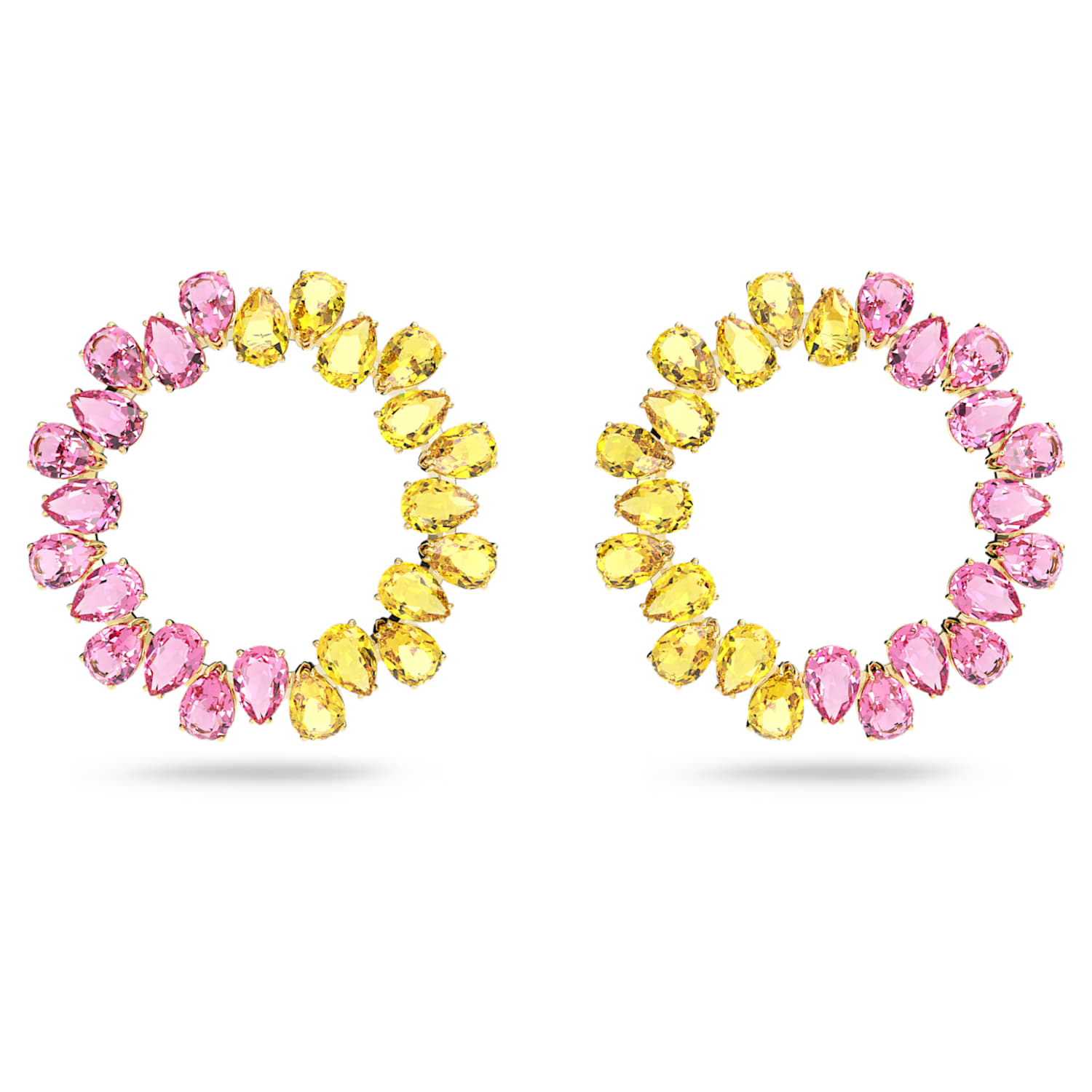Millenia フープピアス, ペアカット, 大, マルチカラー, ゴールドトーン・プレーティング | Swarovski