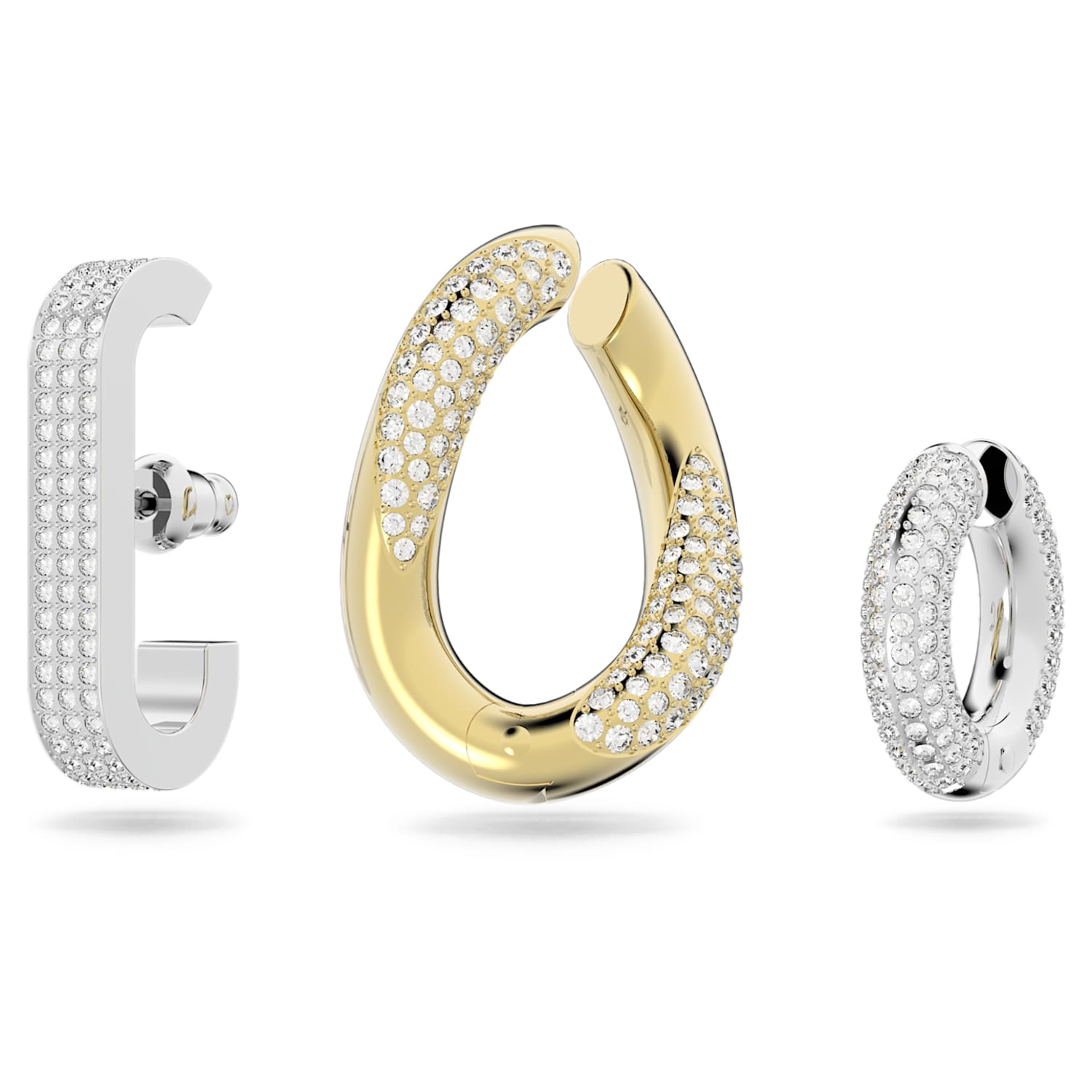 Dextera イヤーカフ, セット(3)、アシンメトリーデザイン, ホワイト