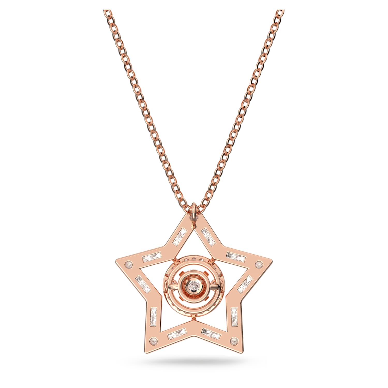 Stella pendant, Star, White, Rose gold 