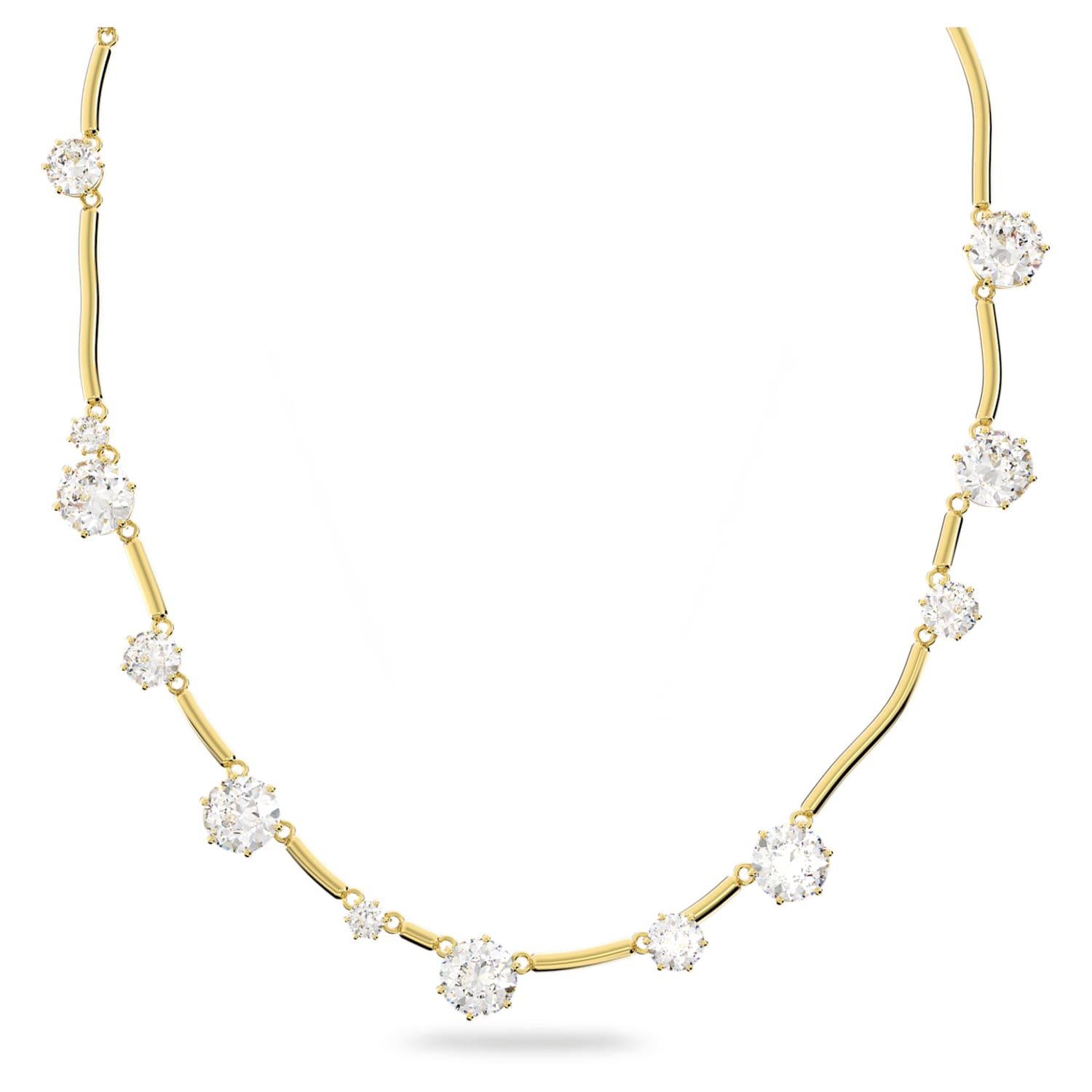 Constella necklace, Mixed round cuts, White, Gold-tone plated