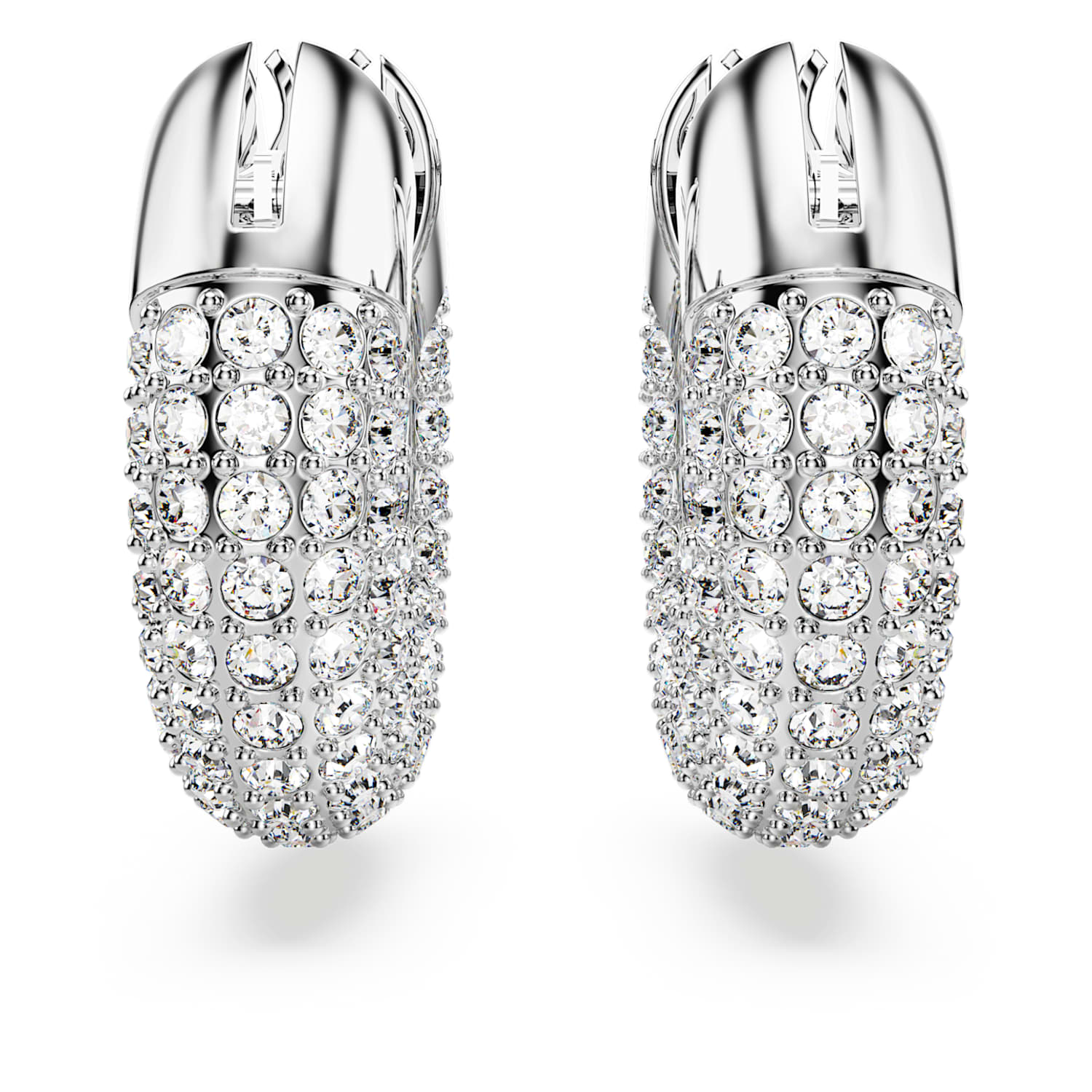 Dextera フープピアス, パヴェ, 小, ホワイト, ロジウム・プレーティング | Swarovski Dextera フープピアス, パヴェ, 小, ホワイト, ロジウム・プレーティング | Swarovski