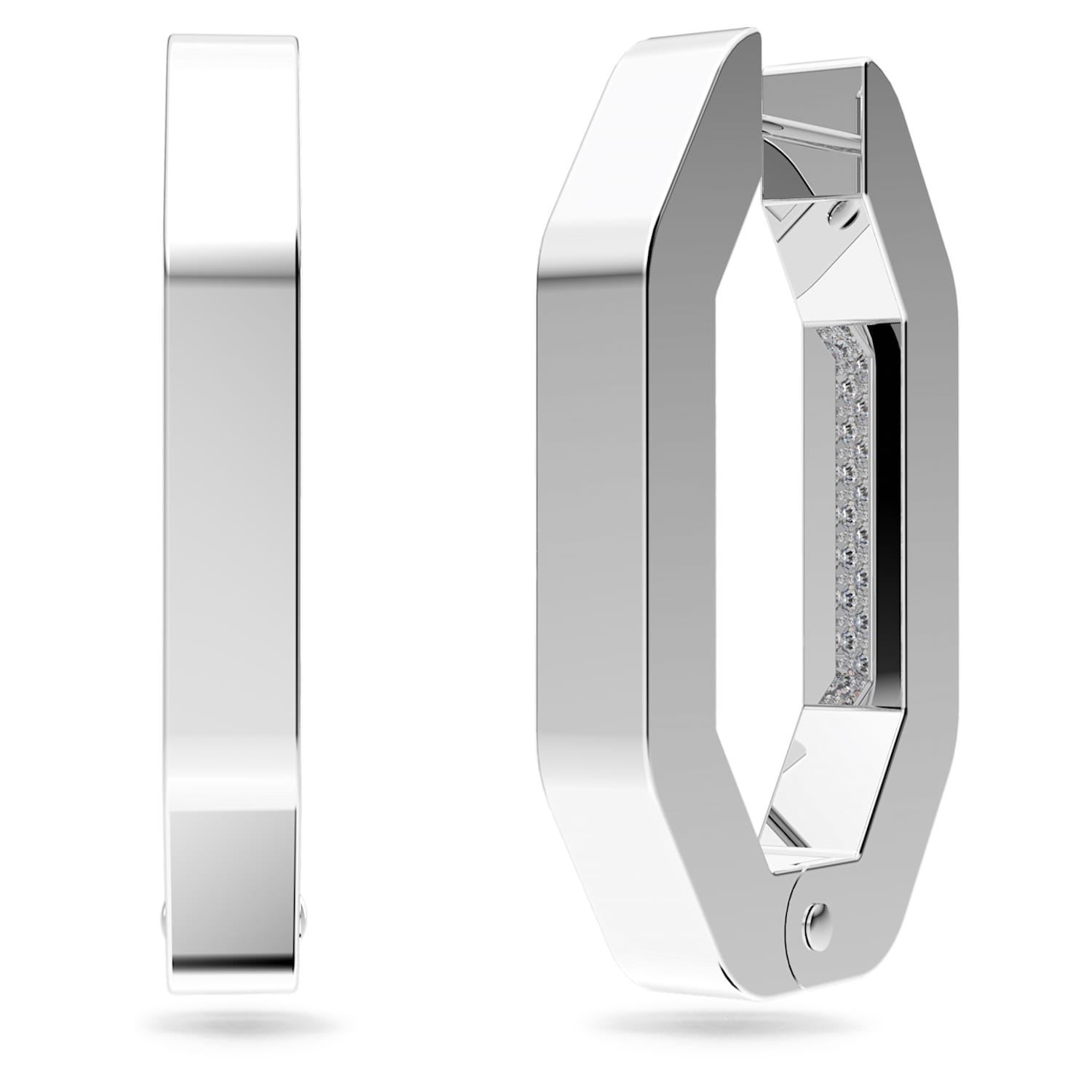 Dextera フープピアス, オクタゴンシェイプ、パヴェ, 中, ホワイト, ロジウム・プレーティング | Swarovski Dextera フープピアス, オクタゴンシェイプ、パヴェ, 中, ホワイト, ロジウム・プレーティング | Swarovski