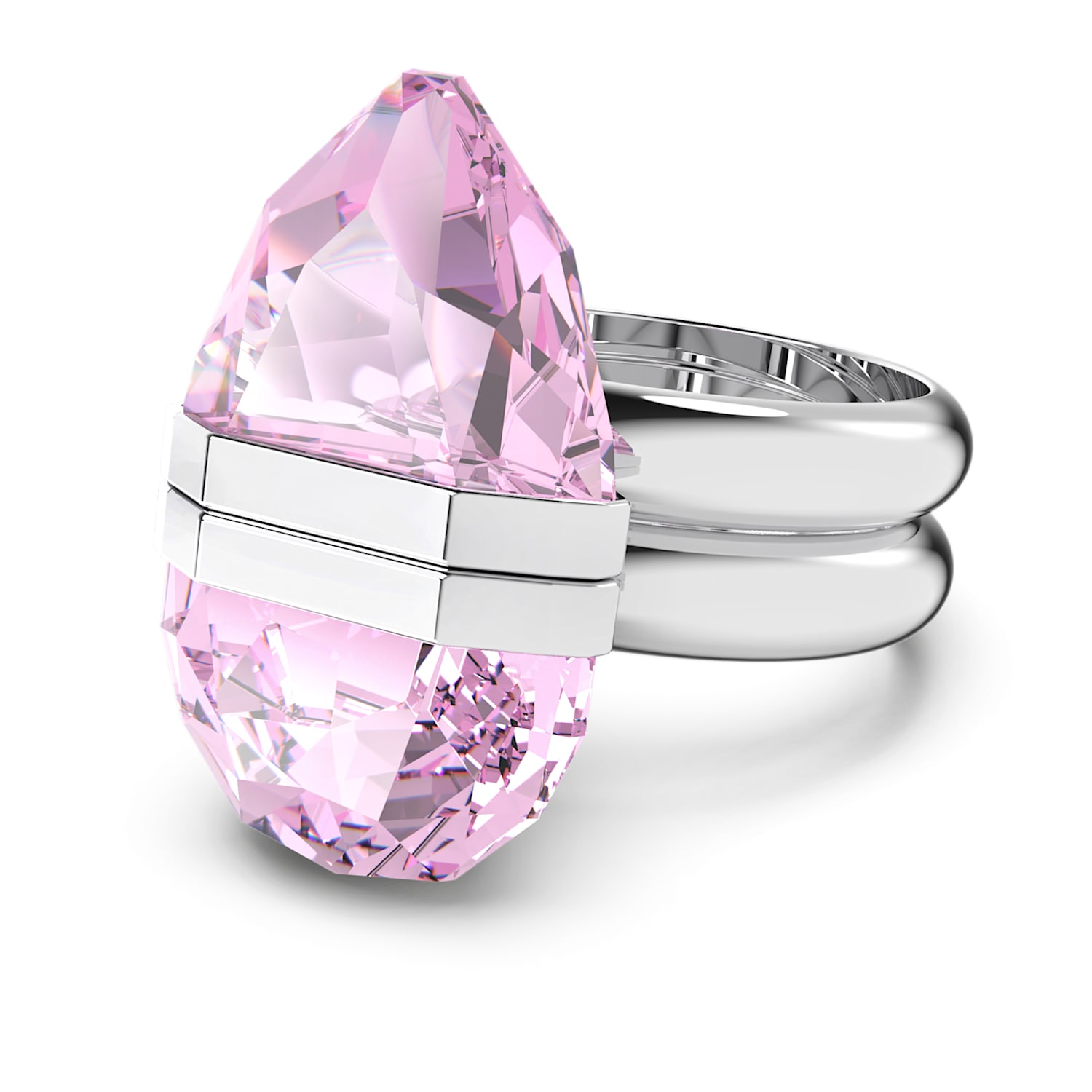 Lucent ring, Magnetic, Pink, Rhodium plated | Swarovski