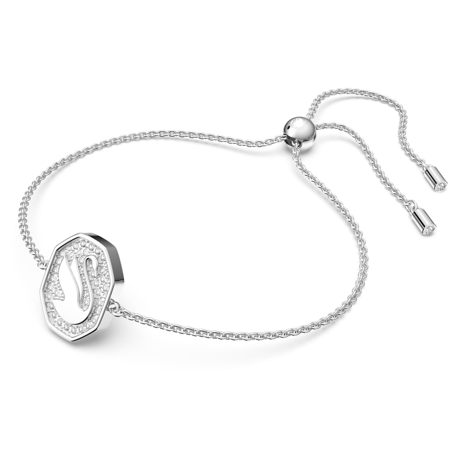 Signum bracelet, Swan, White, Rhodium plated | Swarovski.com