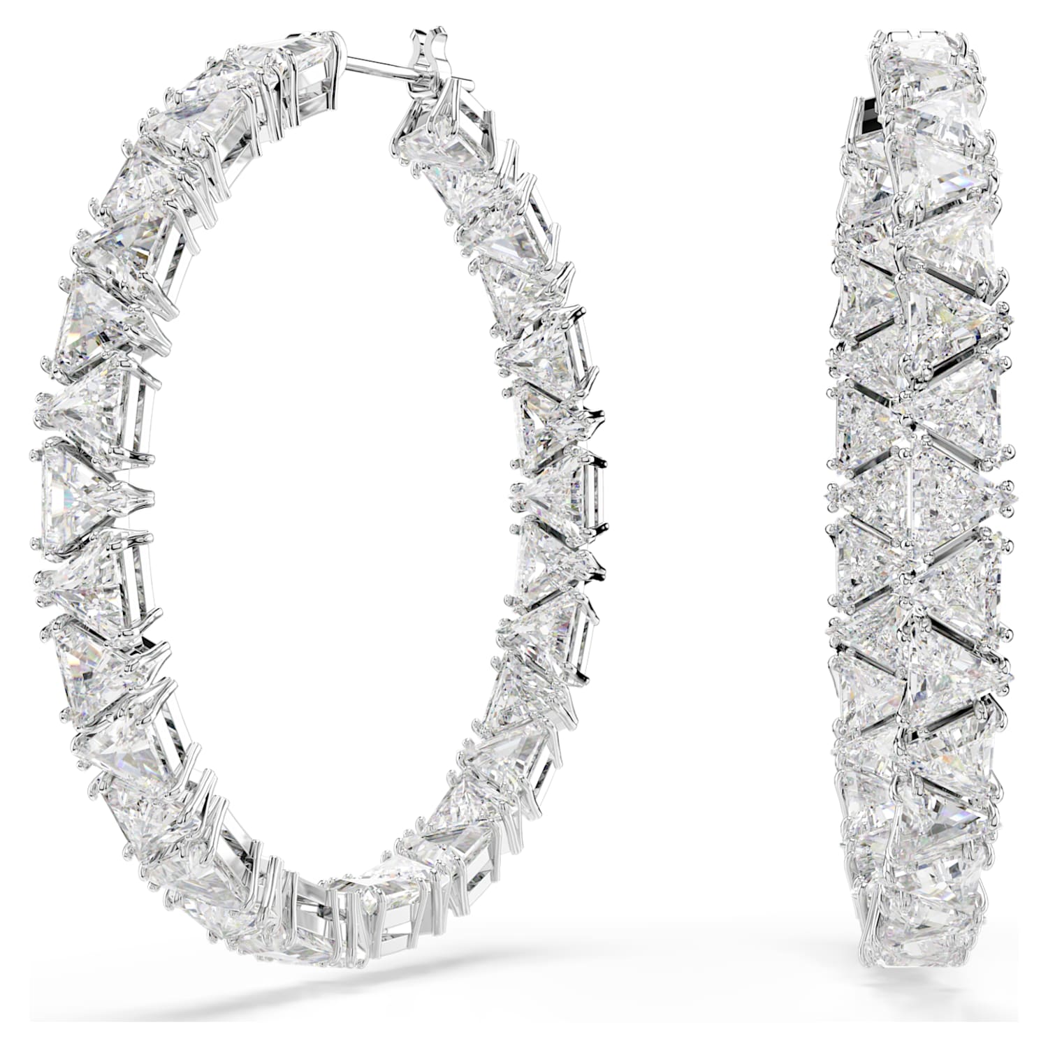 Millenia 大圈耳环 三角形切割swarovski皓石 白色 镀铑 施华洛世奇swarovski Com Cn