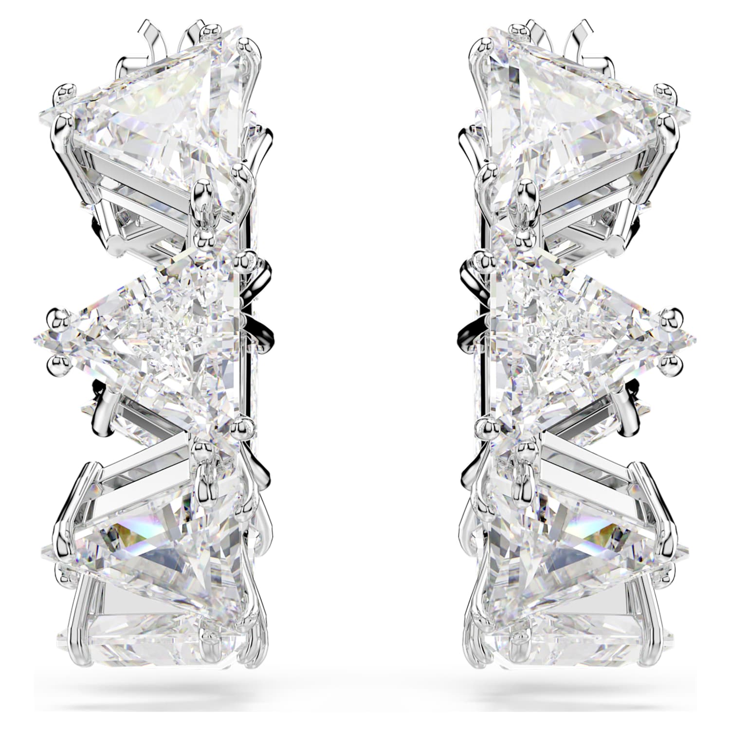 Ortyx フープピアス, トライアングルカット, 小, ホワイト, ロジウム