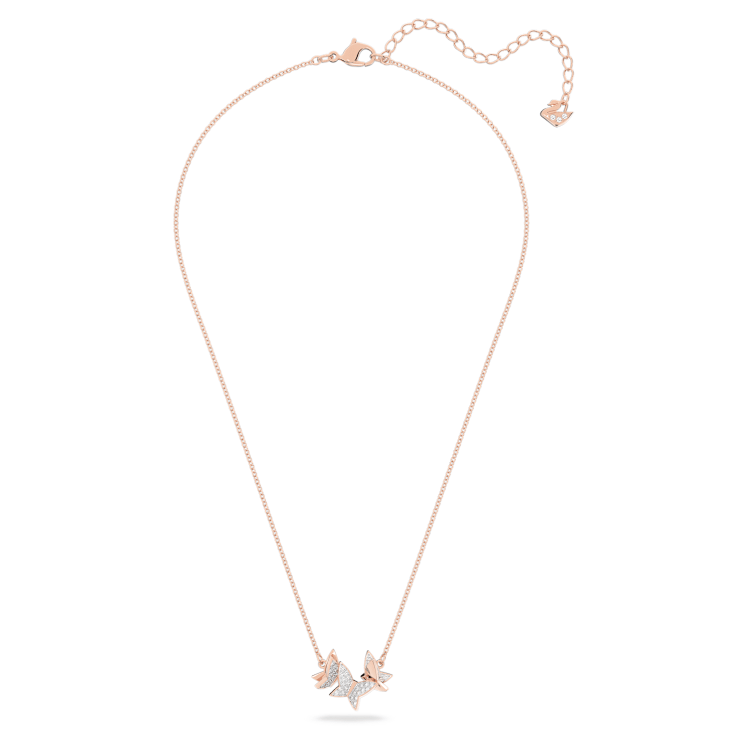 Lilia necklace, Butterfly, White, Rose gold-tone plated | Swarovski