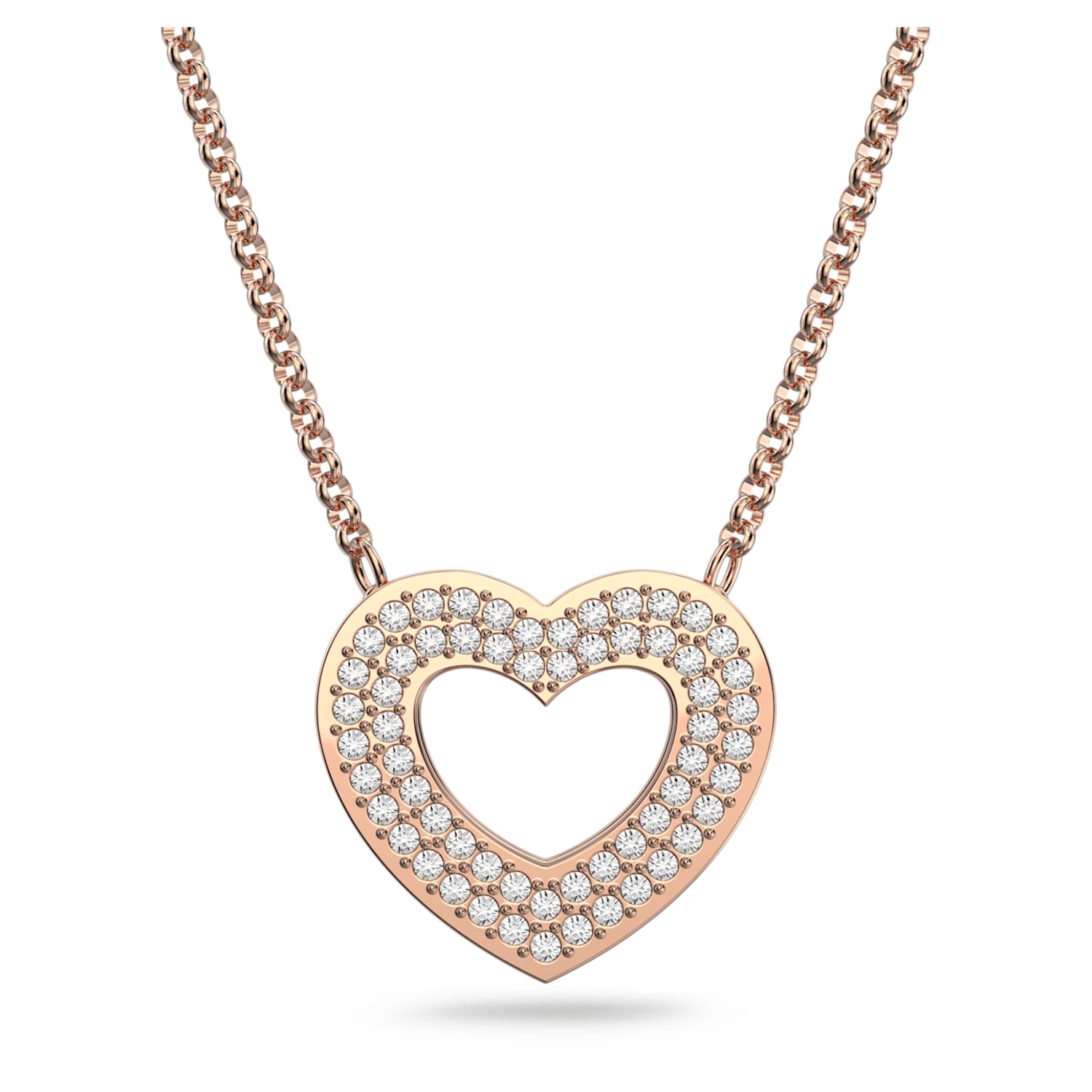 Admiration necklace, Pavé, Heart, White, Rose gold-tone plated 