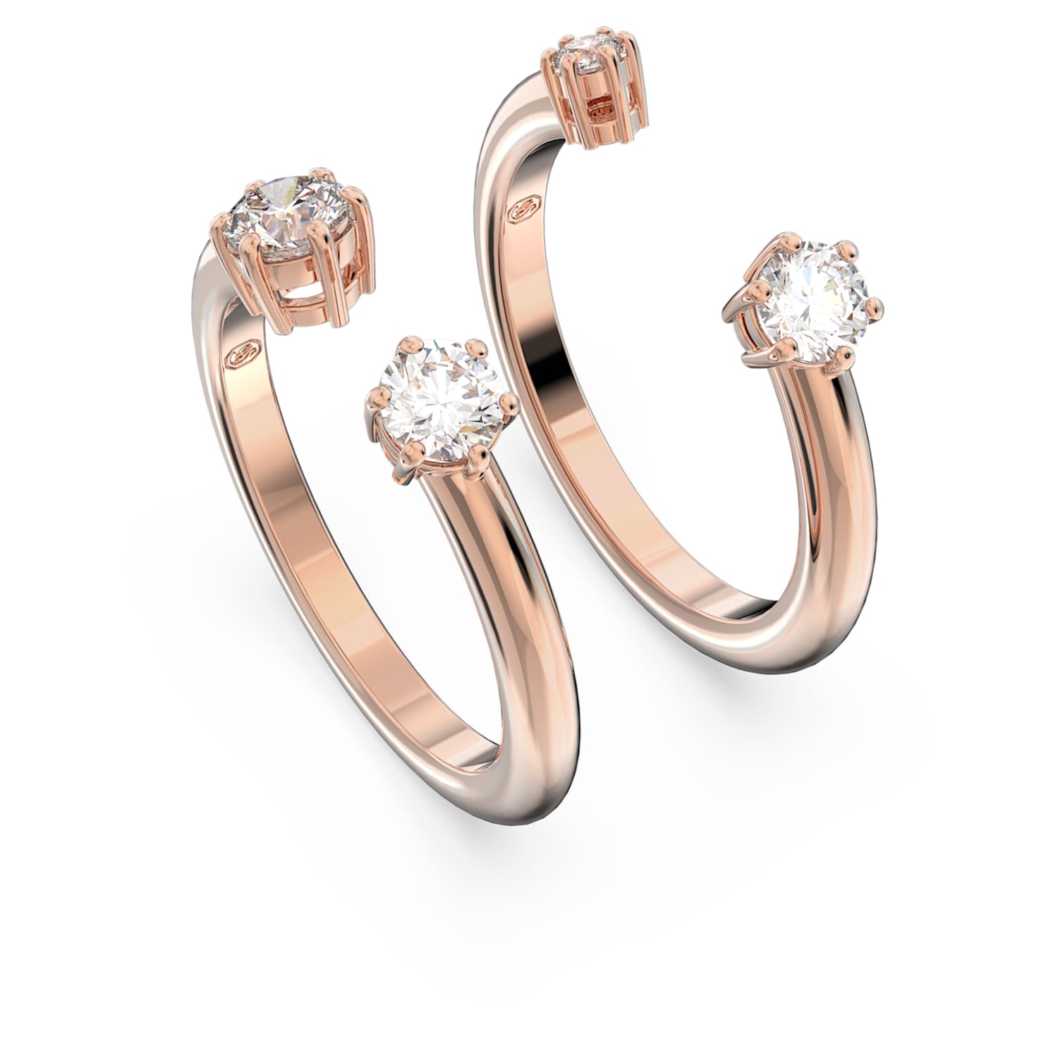 Constella ring, Set (2), Round cut, White, Rose gold-tone plated