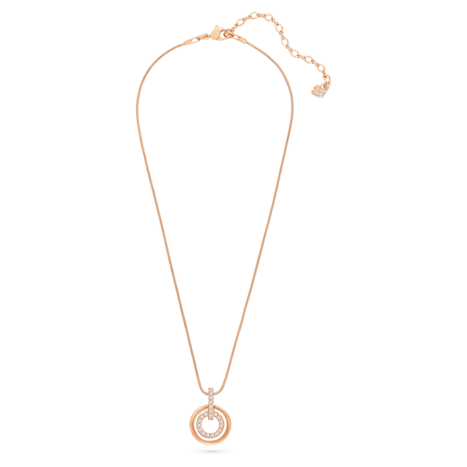 Circle pendant, White, Rose gold-tone 