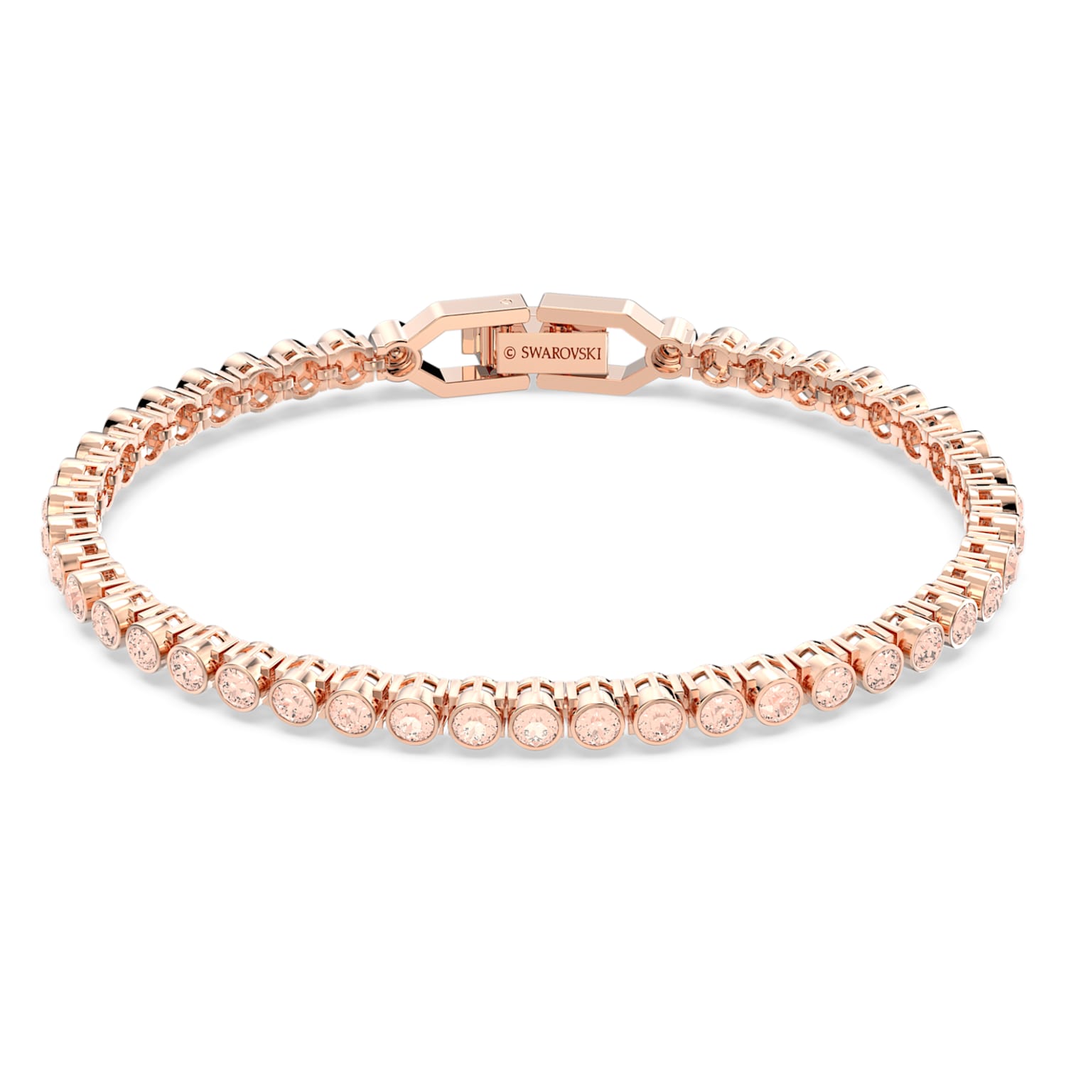 Emily bracelet, Round cut, Pink, gold-tone plated | Swarovski