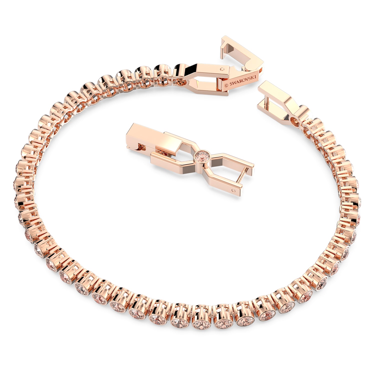 Emily bracelet, Round cut, Pink, Rose gold-tone plated | Swarovski