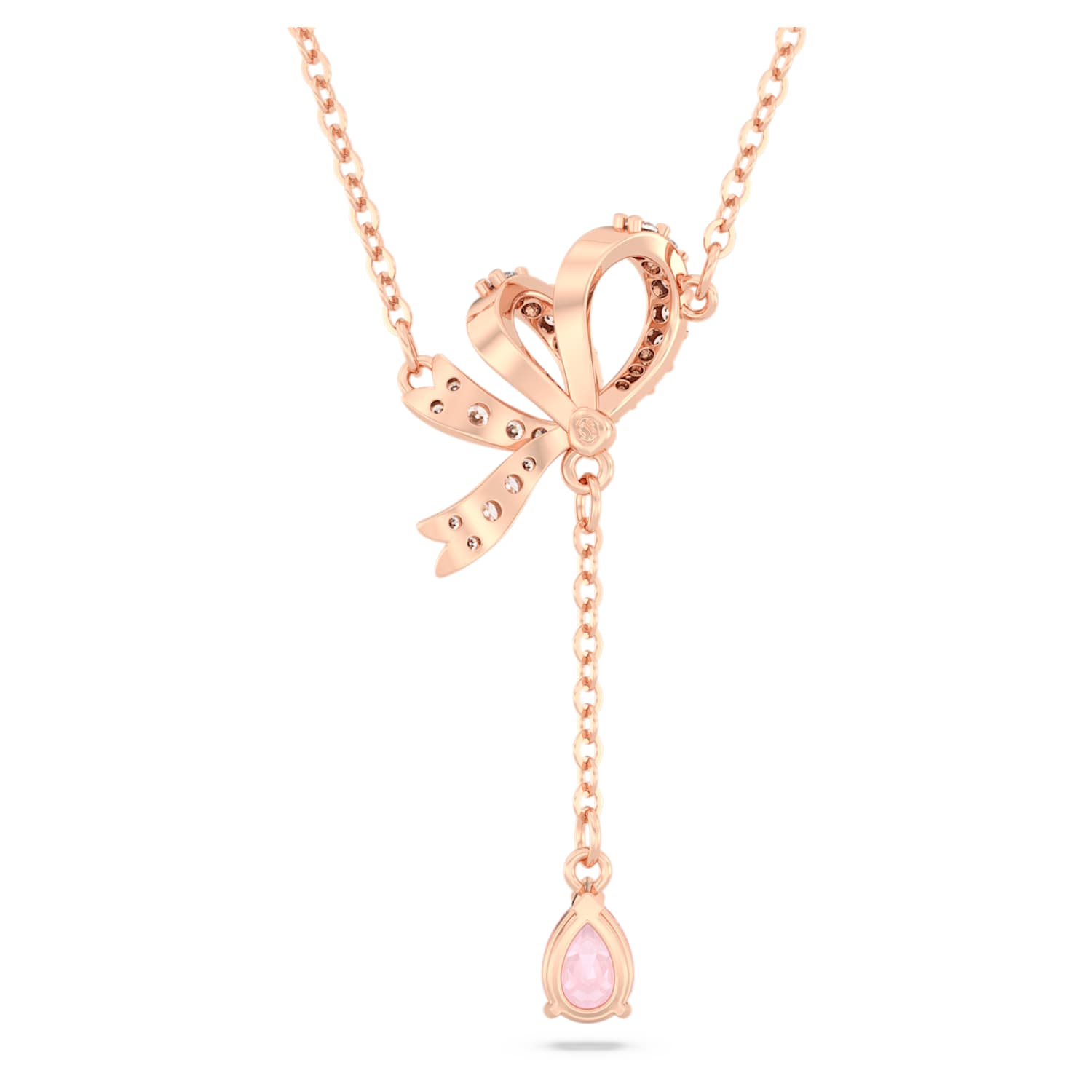 Volta Y pendant, Bow, Pink, Rose gold-tone plated