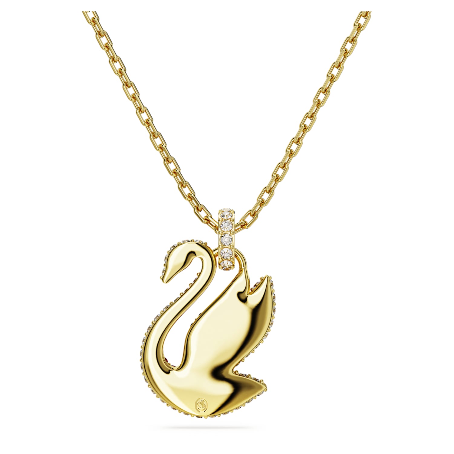 Swarovski Iconic Swan pendant, Swan, Medium, Red, Gold-tone plated 