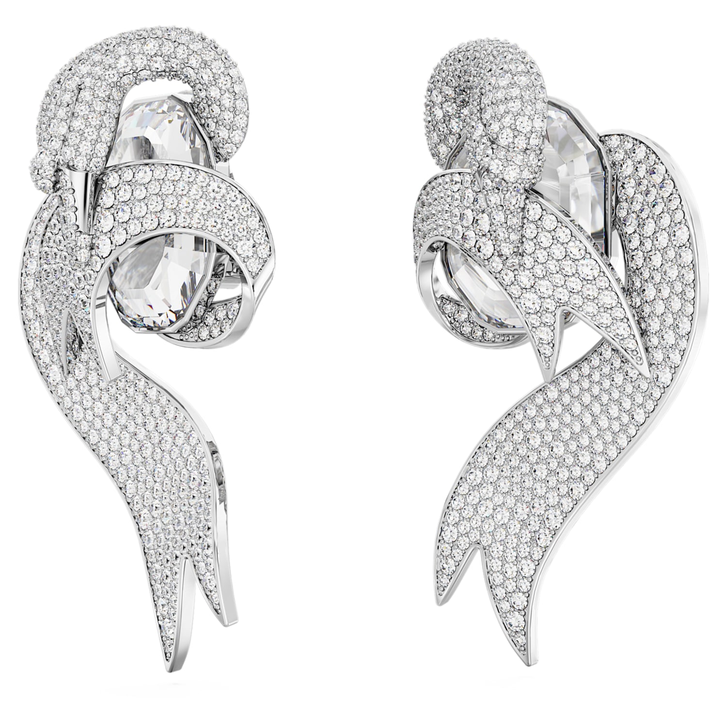 Fashion Trendy Genuine 925 Sterling Silver Clip Earrings Lovely Flowers  Shape Crystal