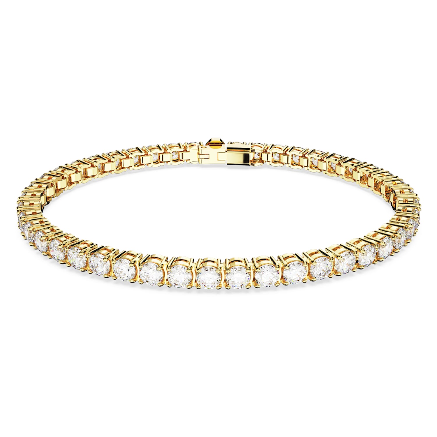 telefoon Vegen plafond Matrix Tennis bracelet, Round cut, Small, White, Gold-tone plated |  Swarovski