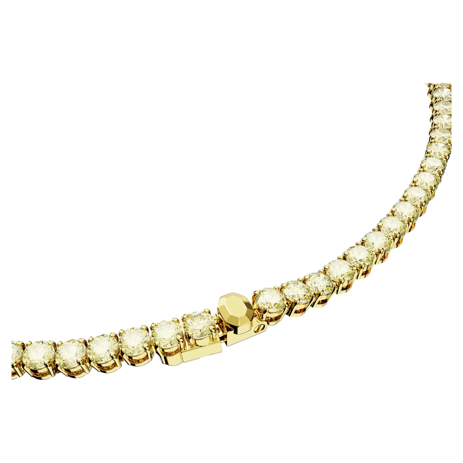 erfgoed lavendel Ontwarren Matrix Tennis necklace, Round cut, Small, Yellow, Gold-tone plated |  Swarovski