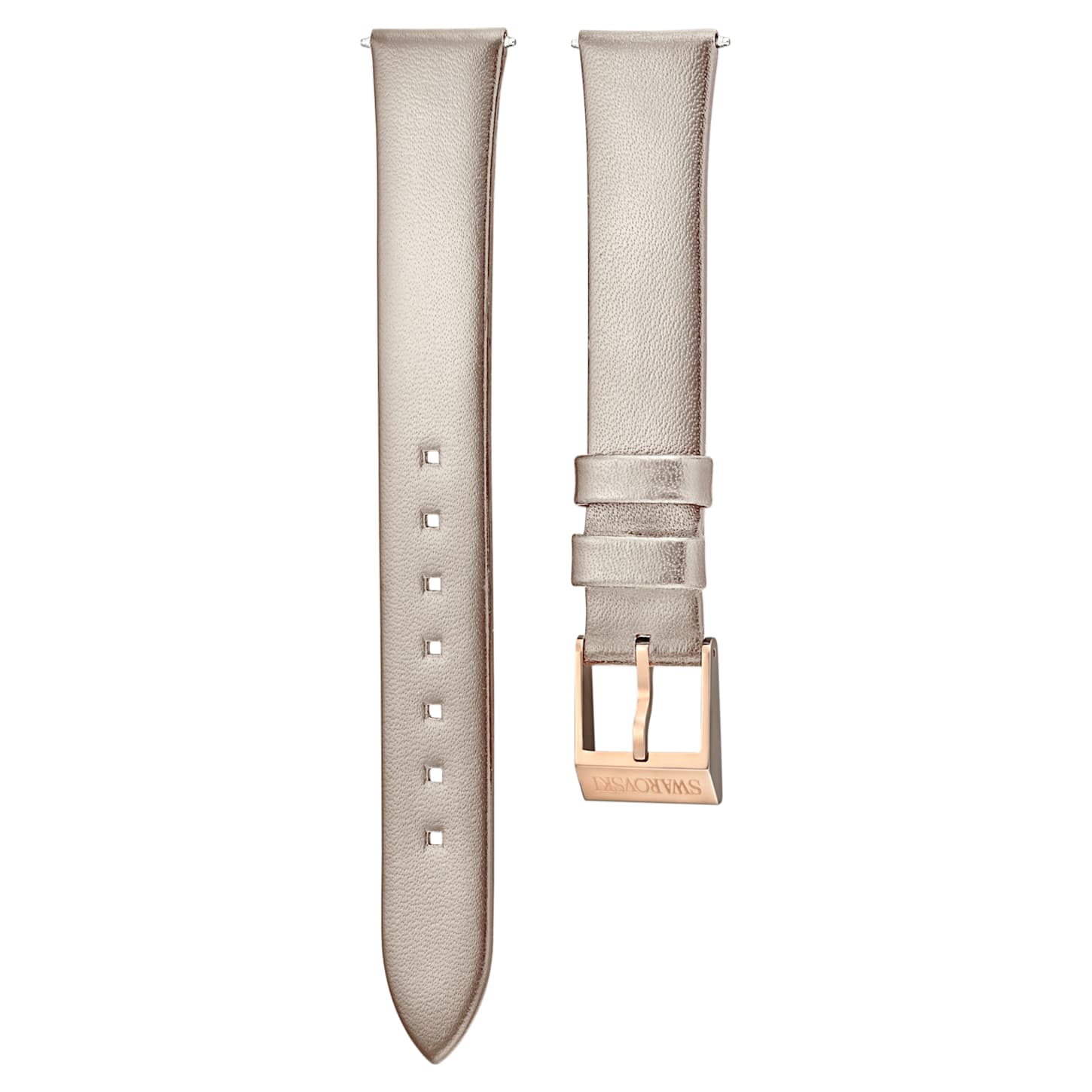 12mm Watch strap, Leather, Light grey, Rose-gold tone plated ...