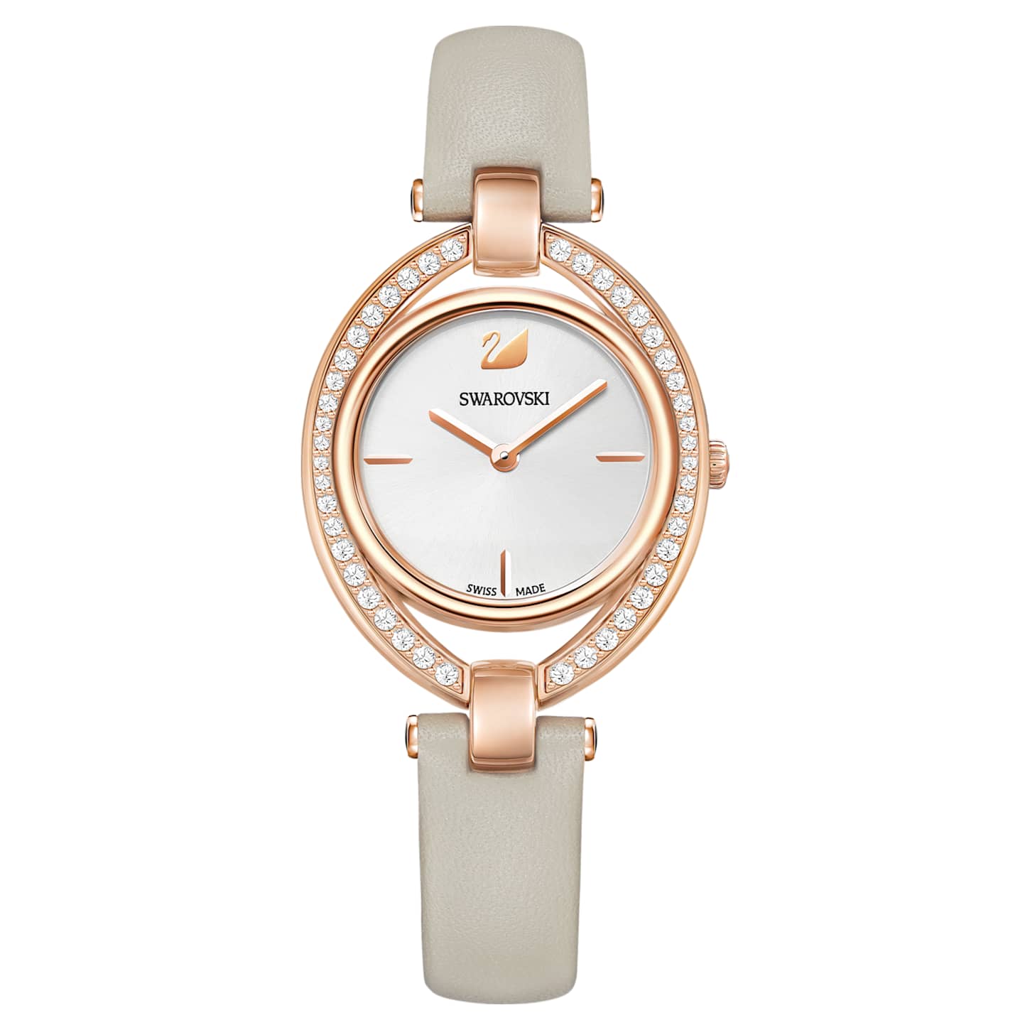 Stella Watch, Leather strap, Grey, Rose-gold tone PVD - Swarovski, 5376830