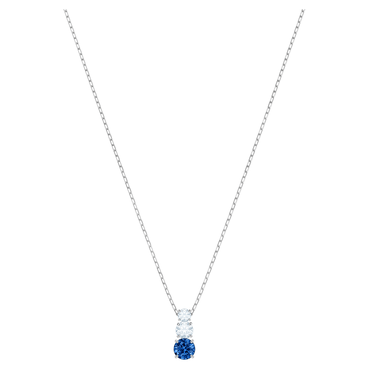 Attract Trilogy pendant, Round, Blue, Rhodium plated | Swarovski