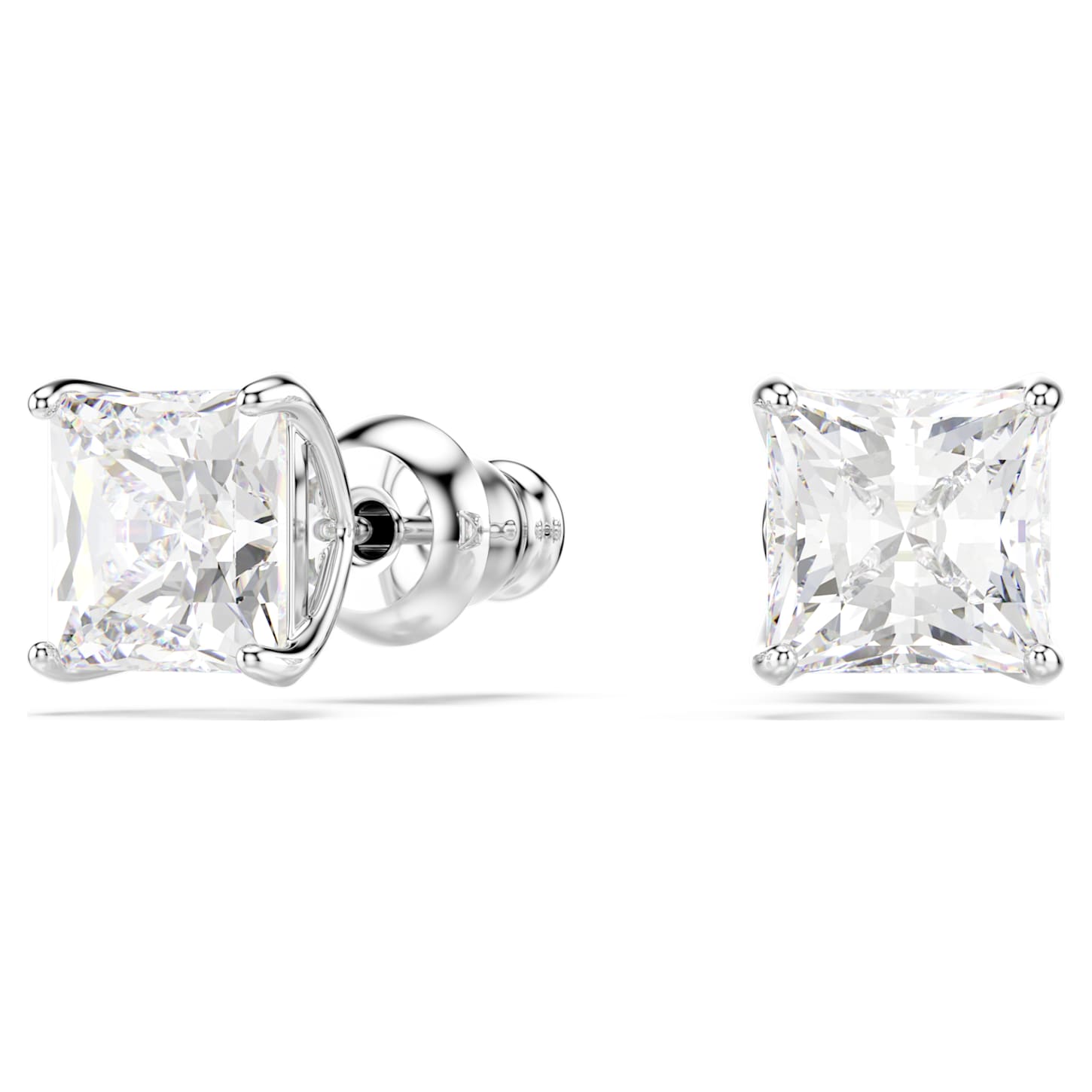 Swarovski solitaire pierced earrings white rhodium plating clearance
