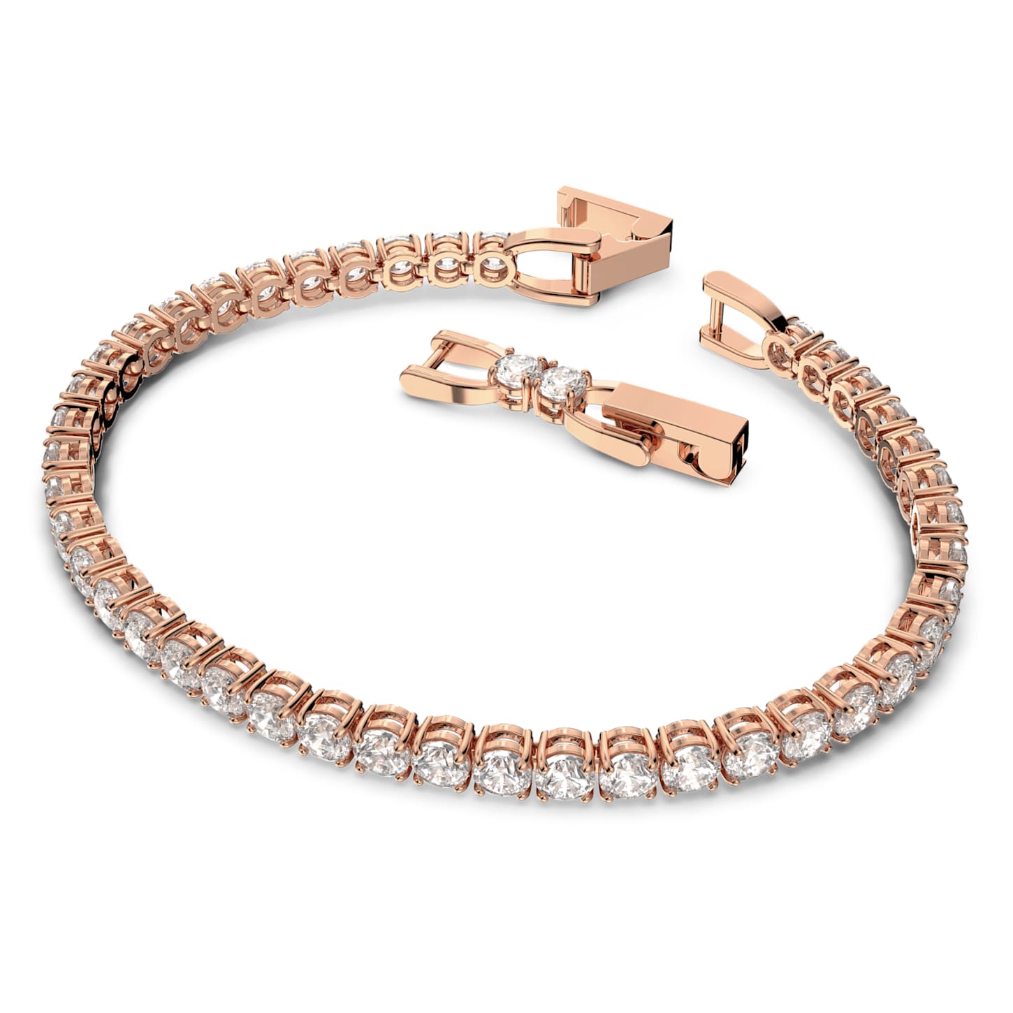 Tennis Deluxe Bracelet, White, Rosegold tone plated