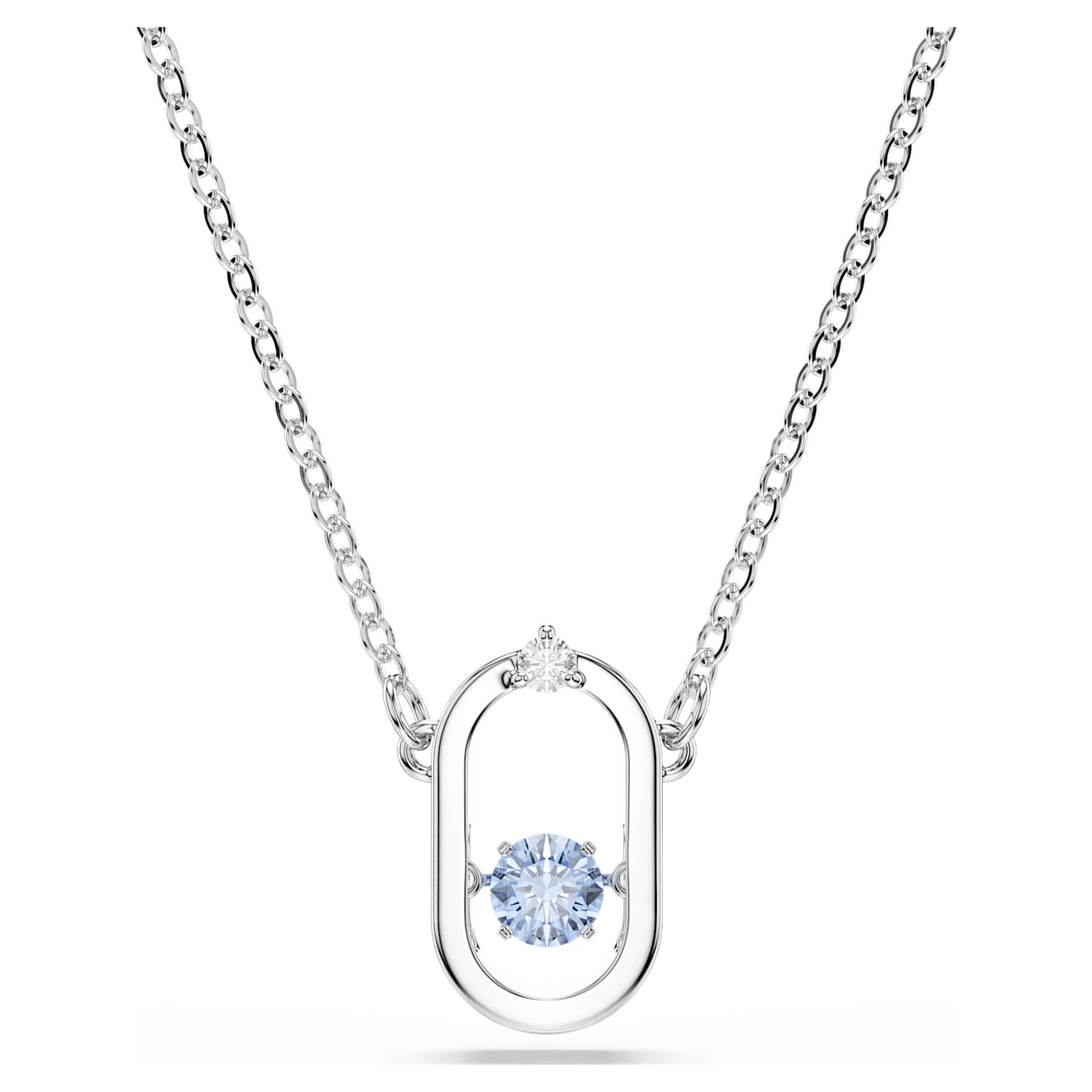Sparkling Dance Necklace, Blue, Rhodium plated - Swarovski, 5479118