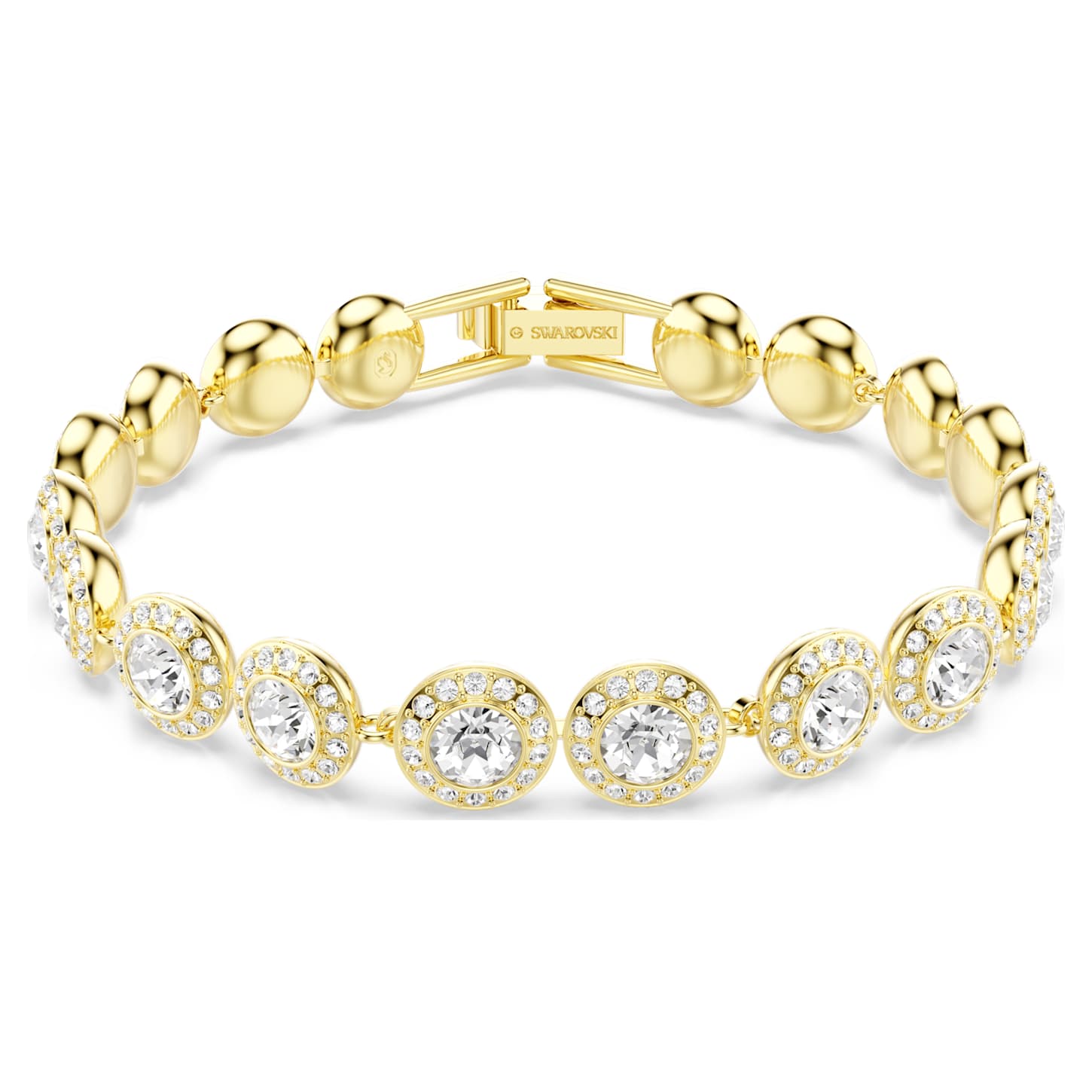Angelic bracelet, Round, White, Goldtone plated