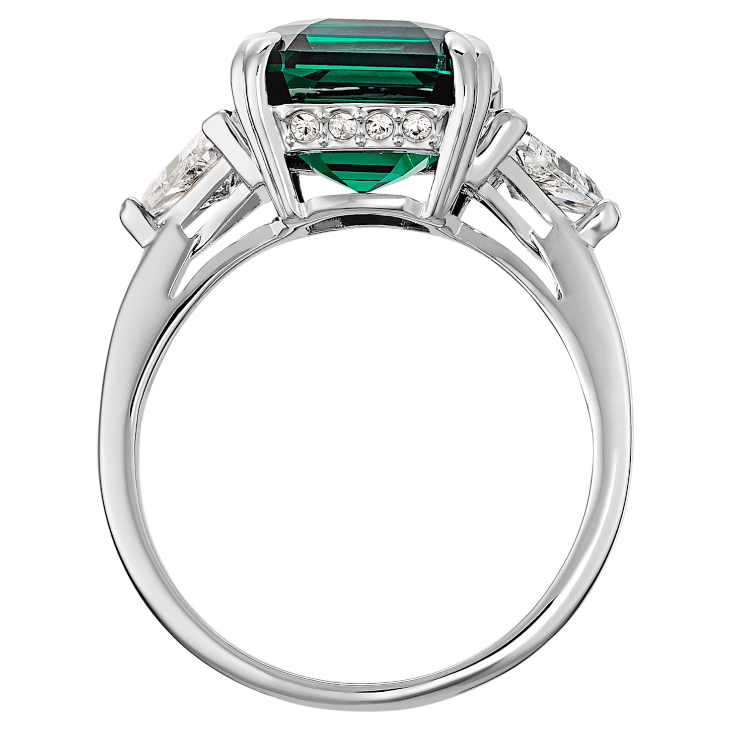 Attract Trilogy cocktail ring, Octagon cut, Green, Rhodium plated ...