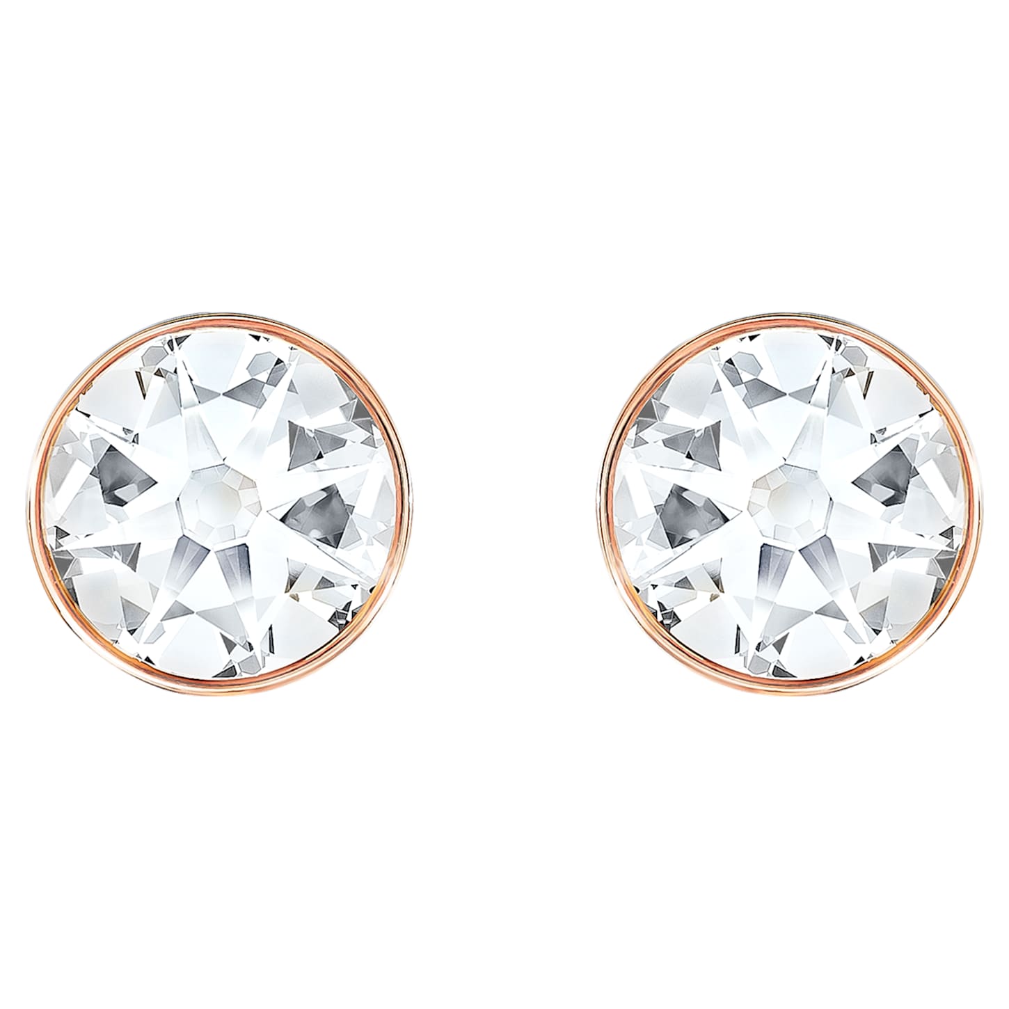 Forward earring jackets, Round cut, White, Rose goldtone plated