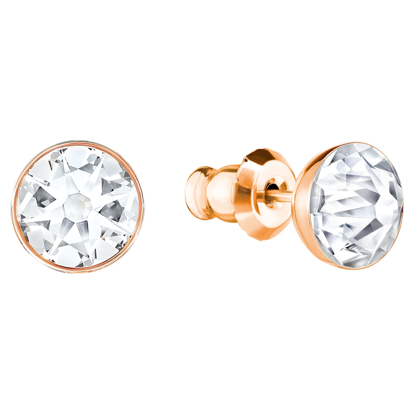 Forward earring jackets, Round cut, White, Rose goldtone plated Swarovski