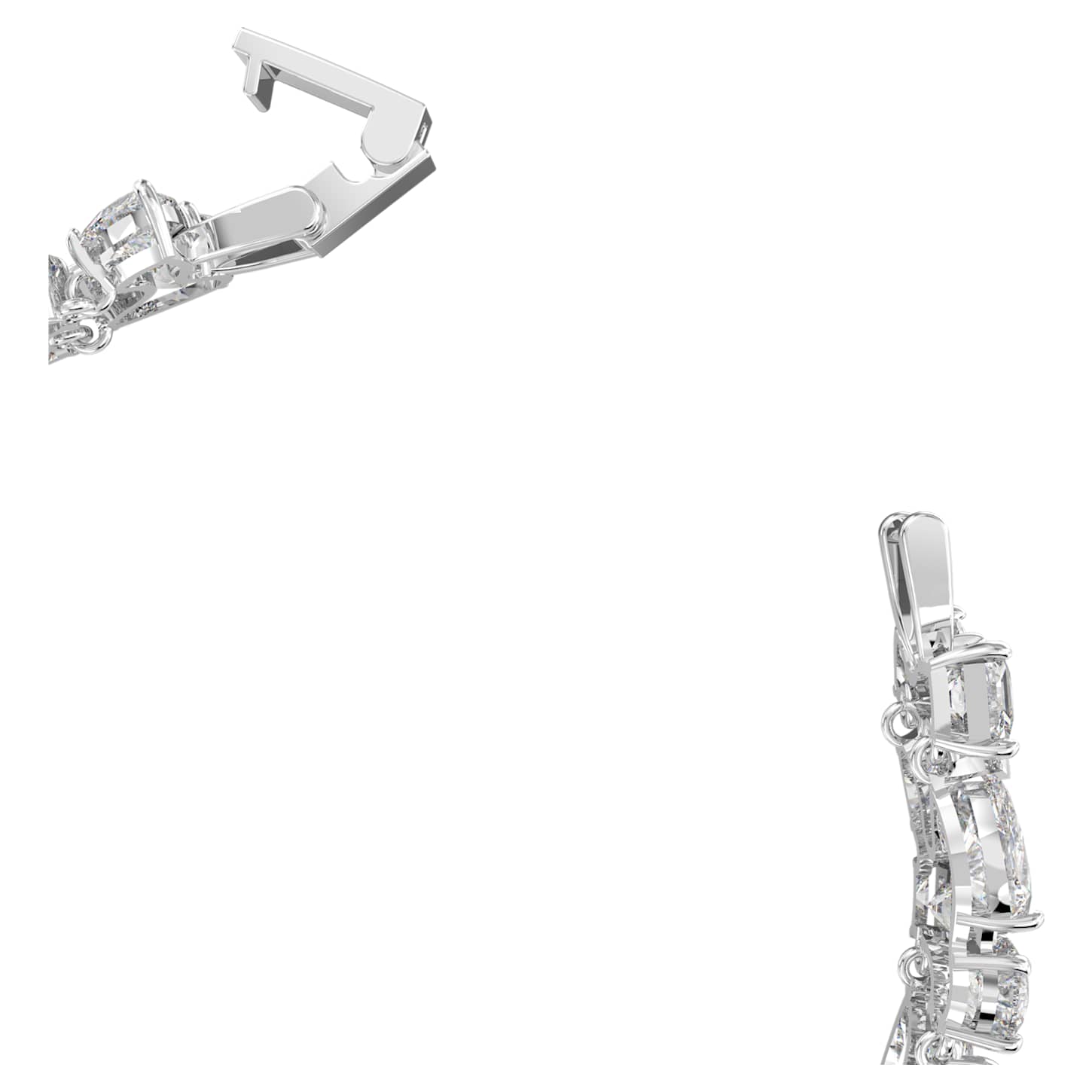tennis deluxe v necklace mixed cuts white rhodium plated