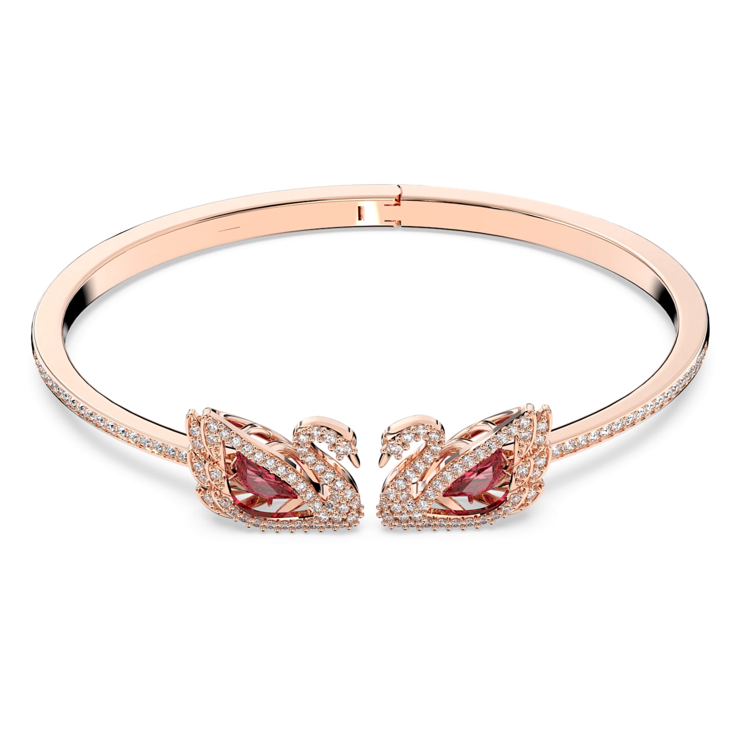 Swan bangle, Swan, Red, Rose gold-tone plated | Swarovski