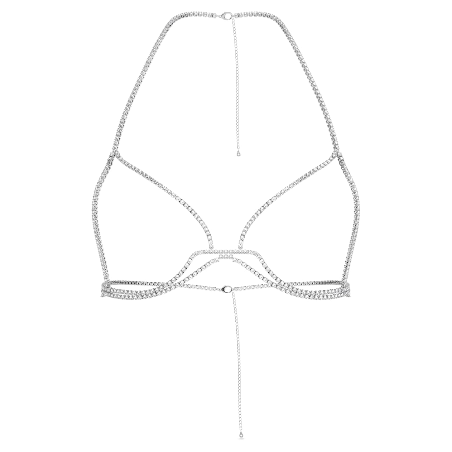 Millenia body chain, Round cut, White, Rhodium plated Swarovski