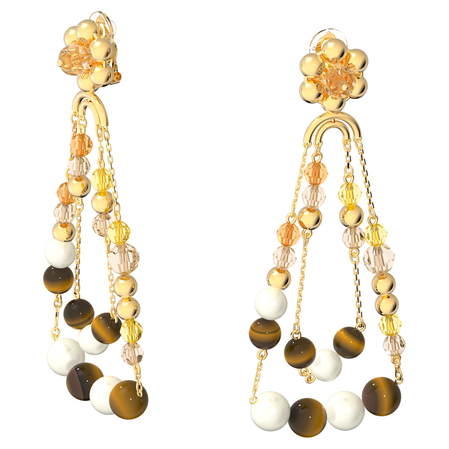 Somnia drop earrings, Chandelier, Extra long, Multicolored, Goldtone