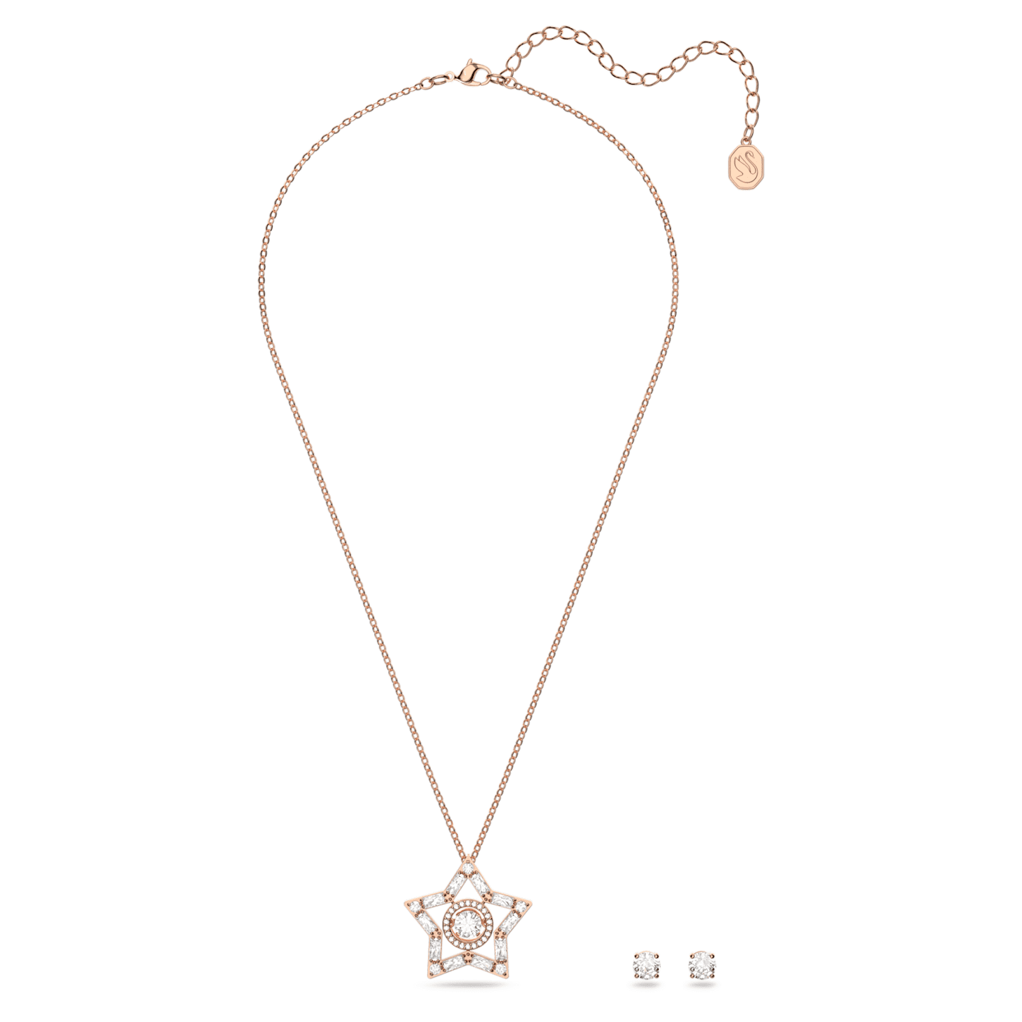 Una Angelic stud earrings, Round cut, Pavé, White, Rose gold-tone plated