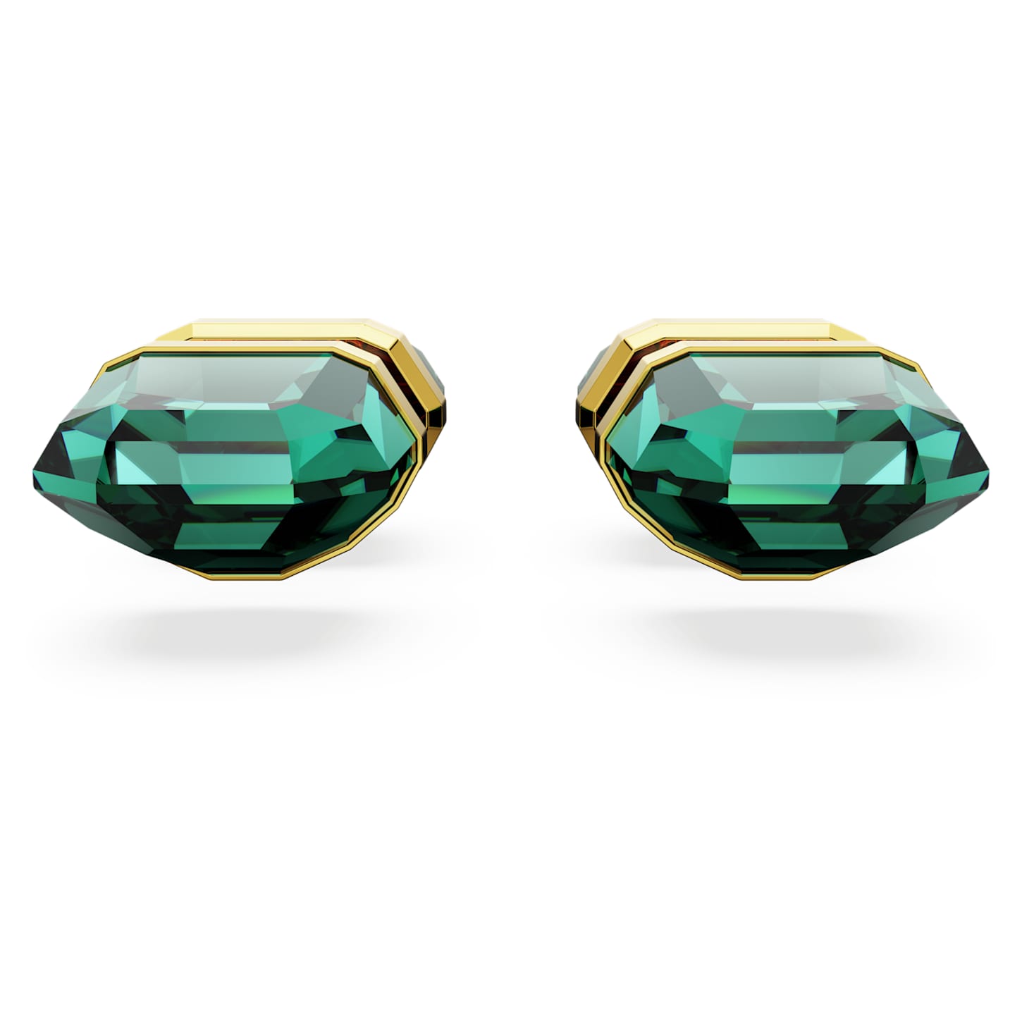 Lucent stud earrings, Green, Goldtone plated Swarovski