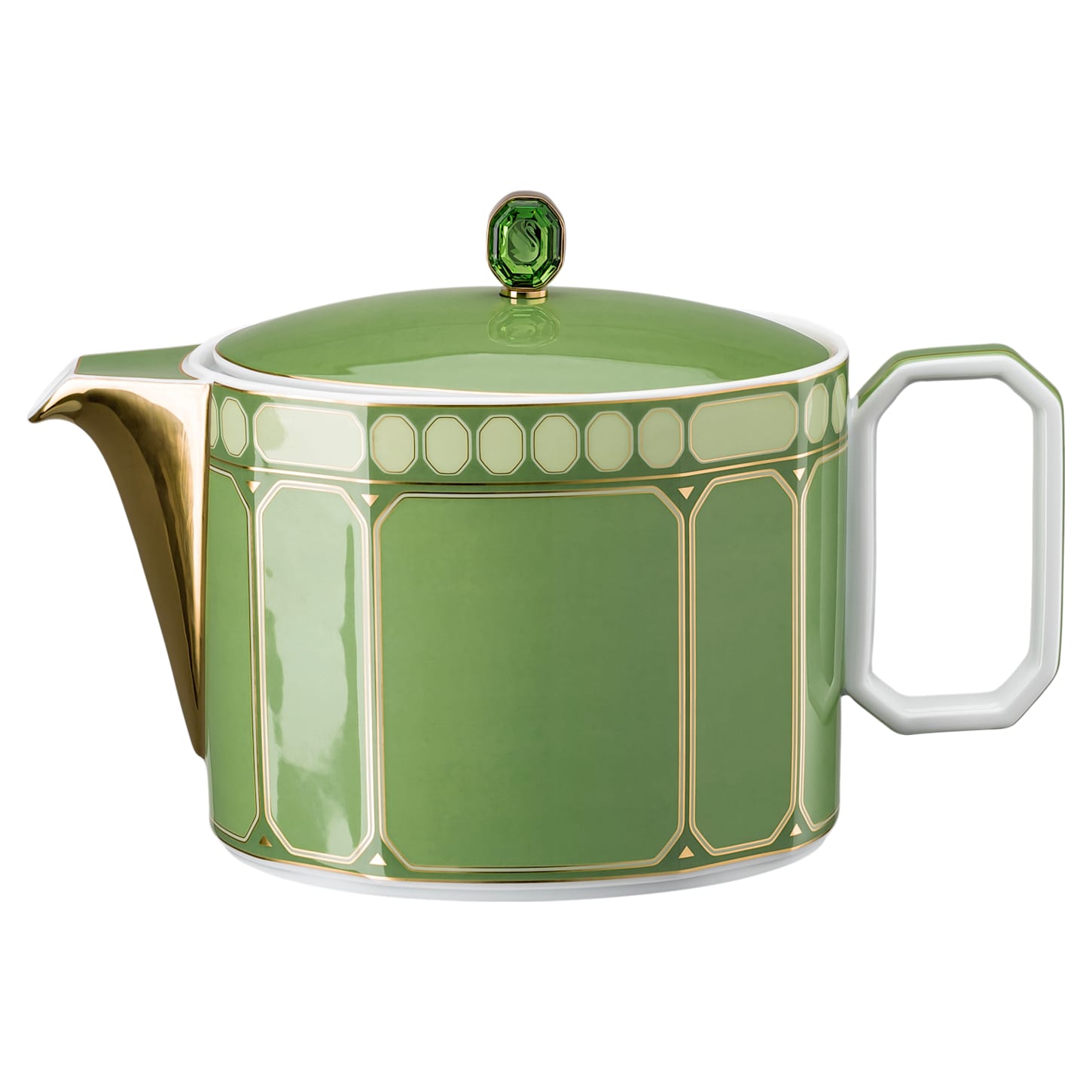 Signum teapot, Porcelain, Large, Green Swarovski