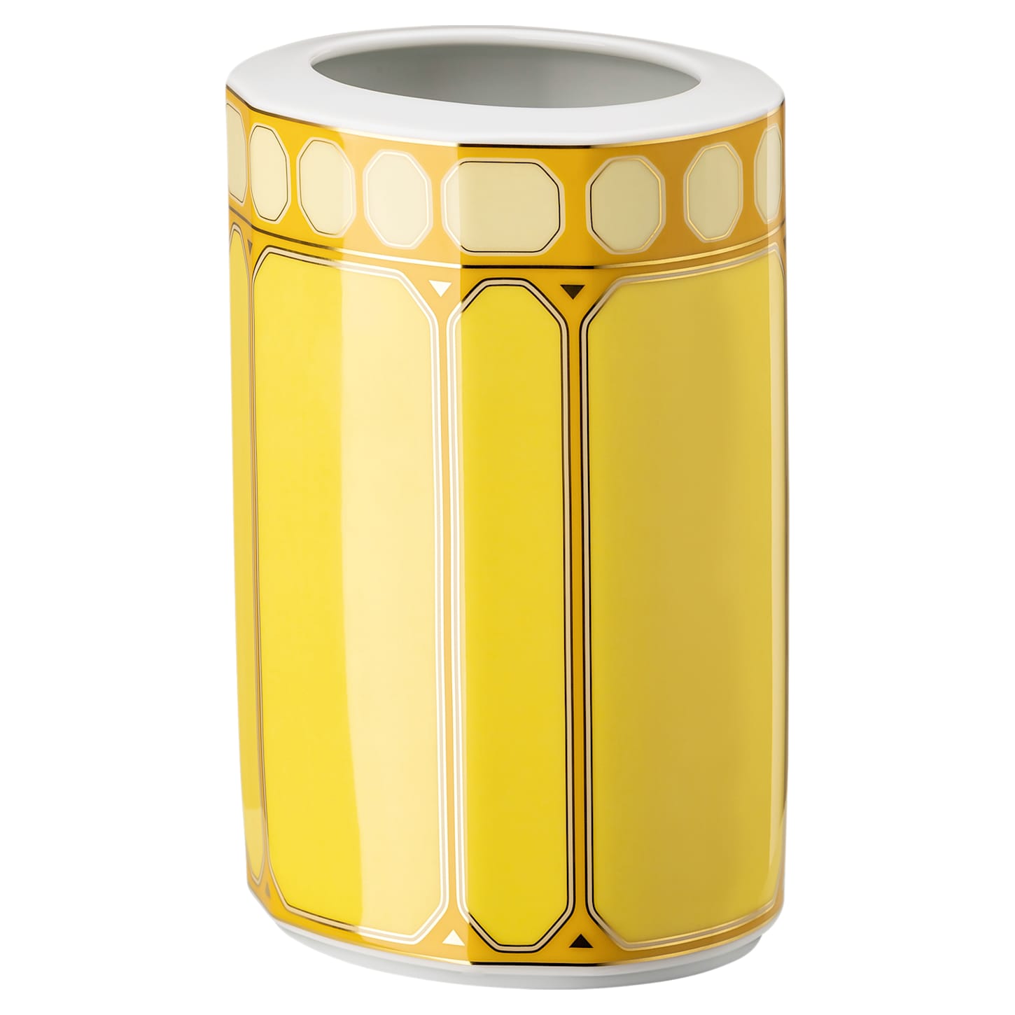 Signum vase, Porcelain, Medium, Yellow Swarovski