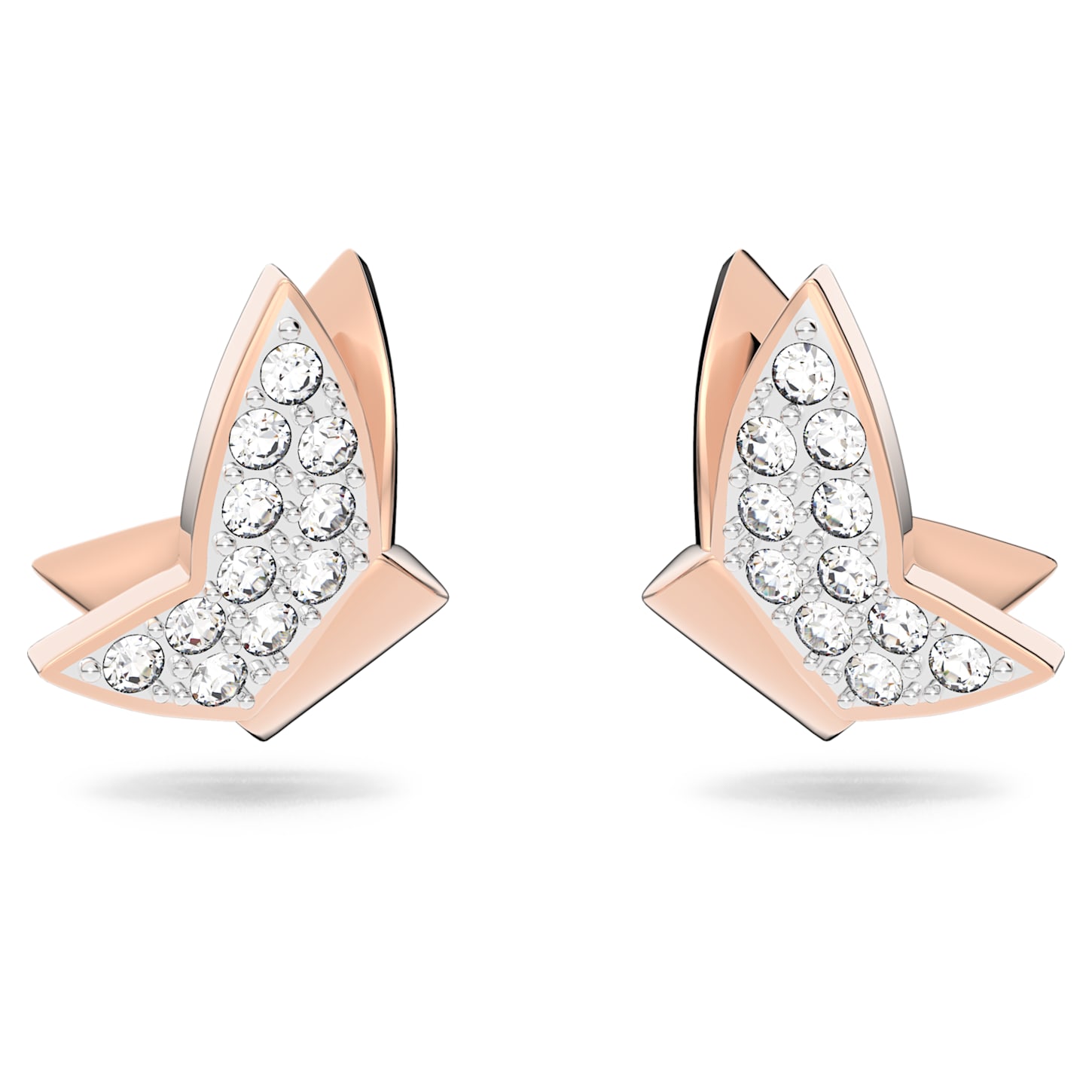 Lilia stud earrings, Butterfly, White, Rose gold-tone plated | Swarovski