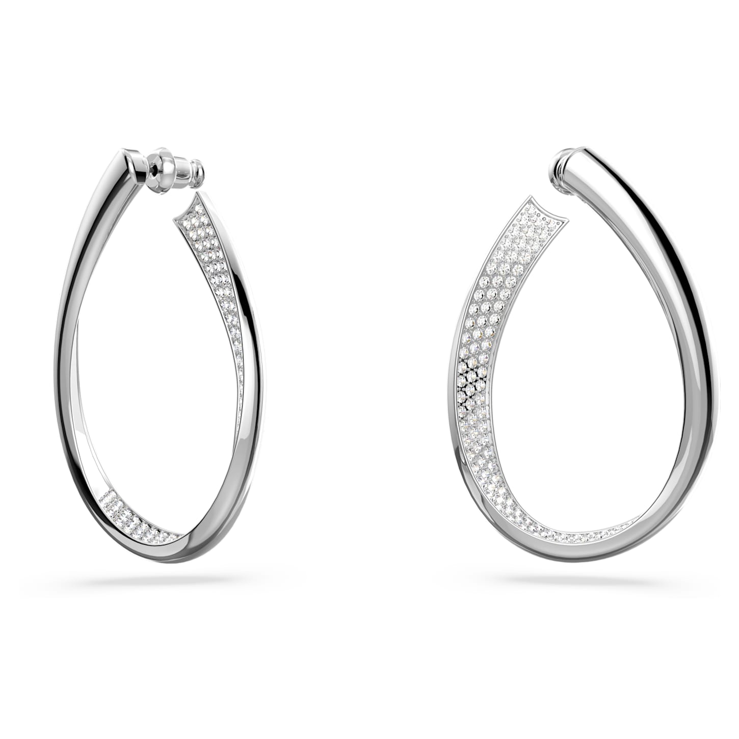 Exist Hoop Earrings Medium White Rhodium Plated Swarovski