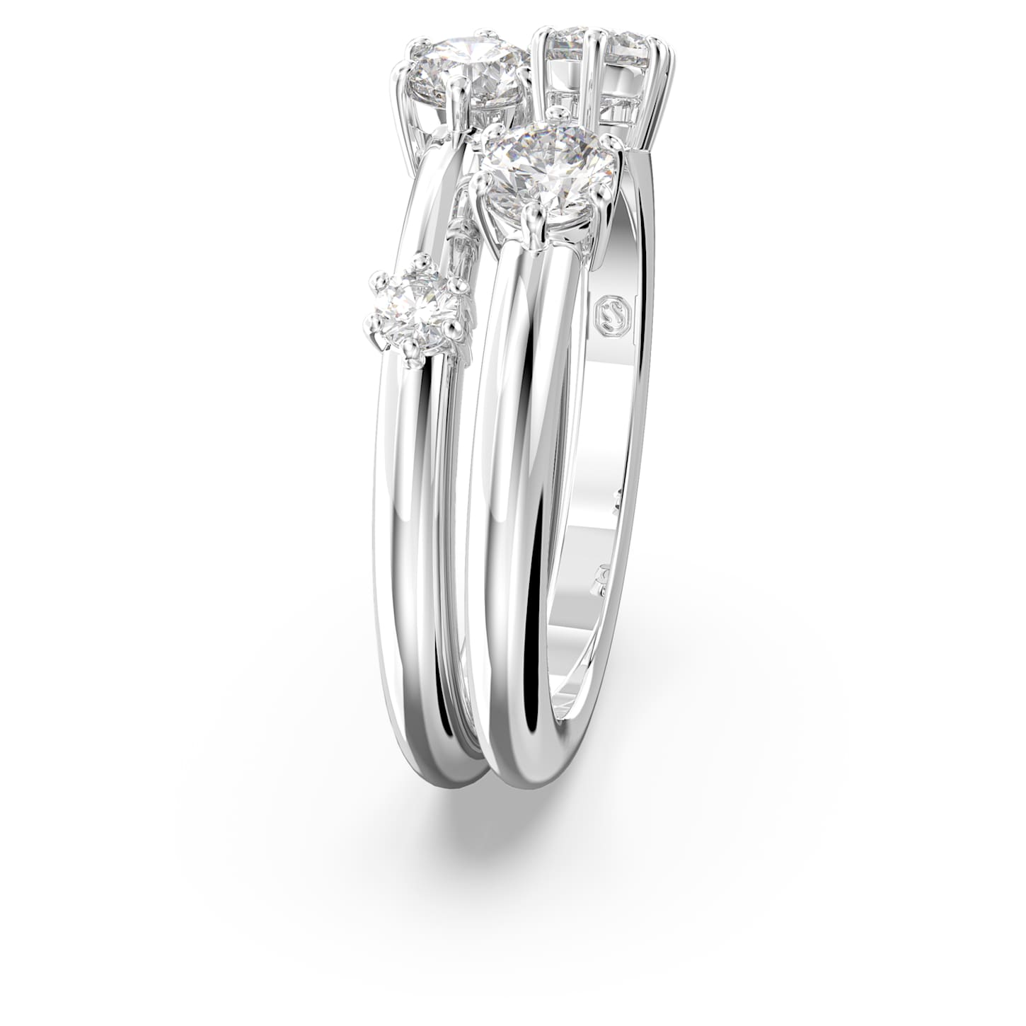 Constella ring, Set (2), Round cut, White, Rhodium plated | Swarovski