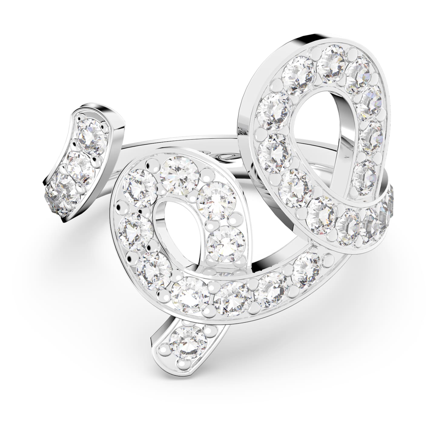 Fluenta ring, Swarovski reignited crystals, White, Rhodium plated