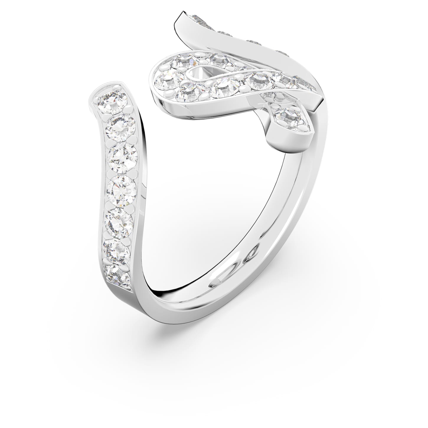 Fluenta ring, Swarovski reignited crystals, White, Rhodium plated