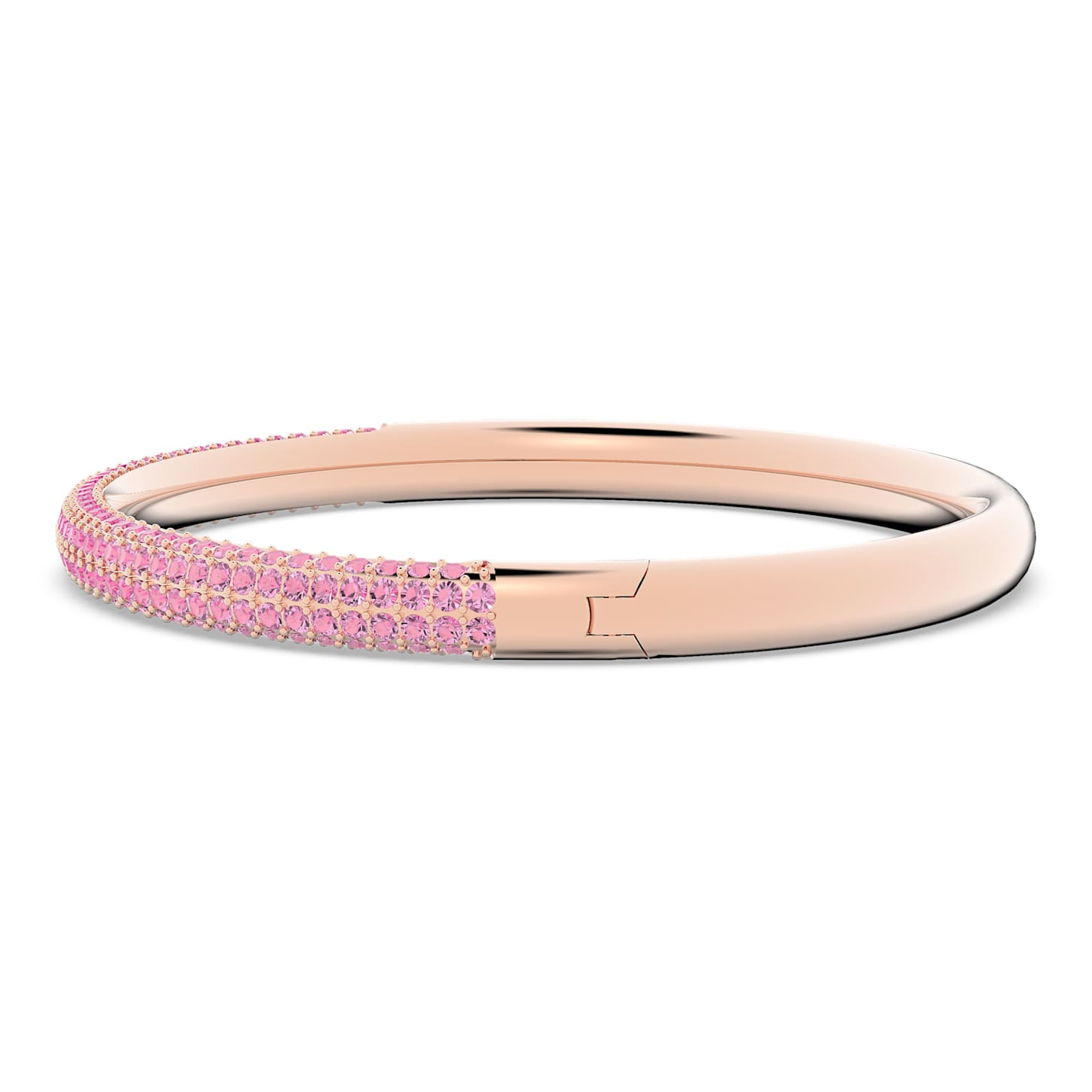 Stone bangle, Pink, Rose goldtone plated Swarovski