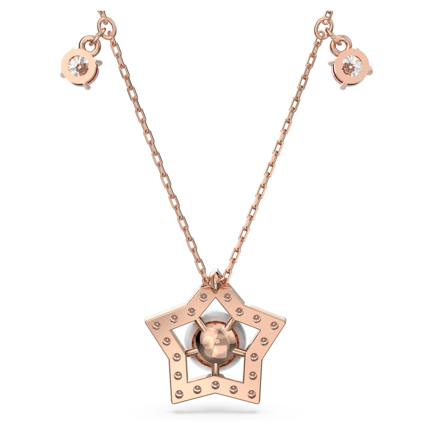 Stella necklace, Mixed cuts, Star, White, Rose goldtone plated Swarovski