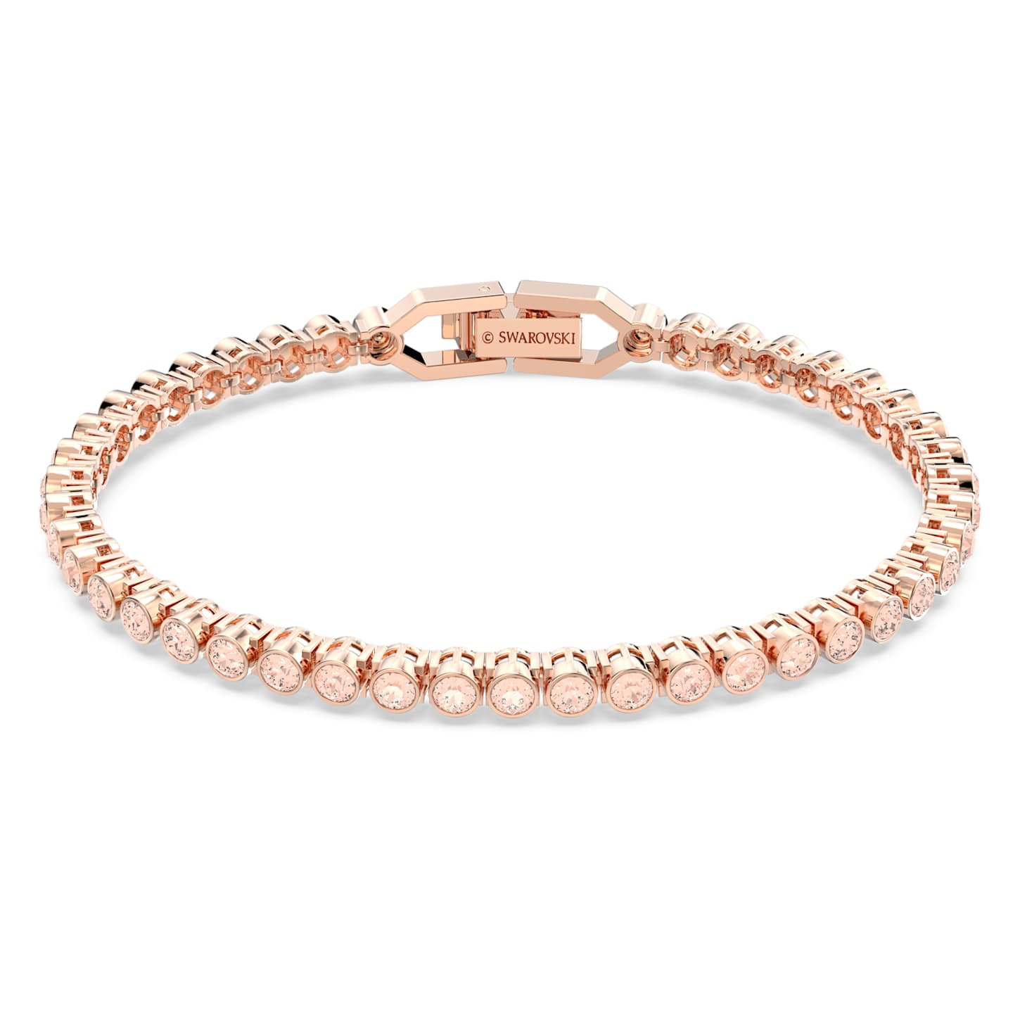 Emily bracelet, Round cut, Pink, Rose goldtone plated Swarovski