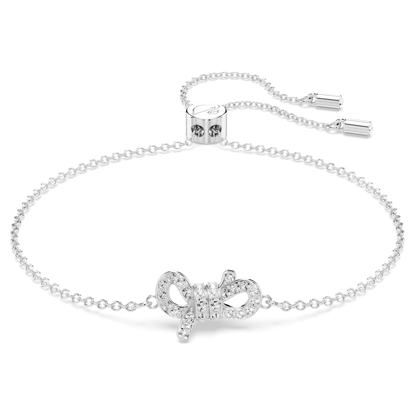 Lifelong Bow bracelet, Pavé, Bow, White, Rhodium plated Swarovski