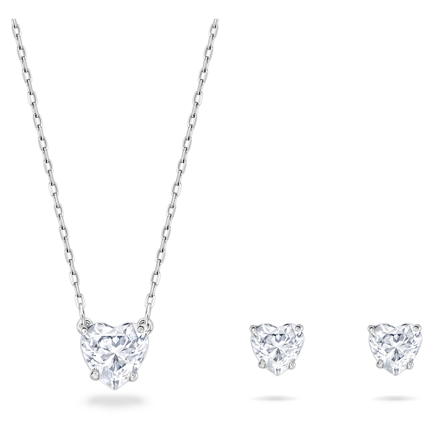 Stilla Attract set, Heart, White, Rhodium plated | Swarovski