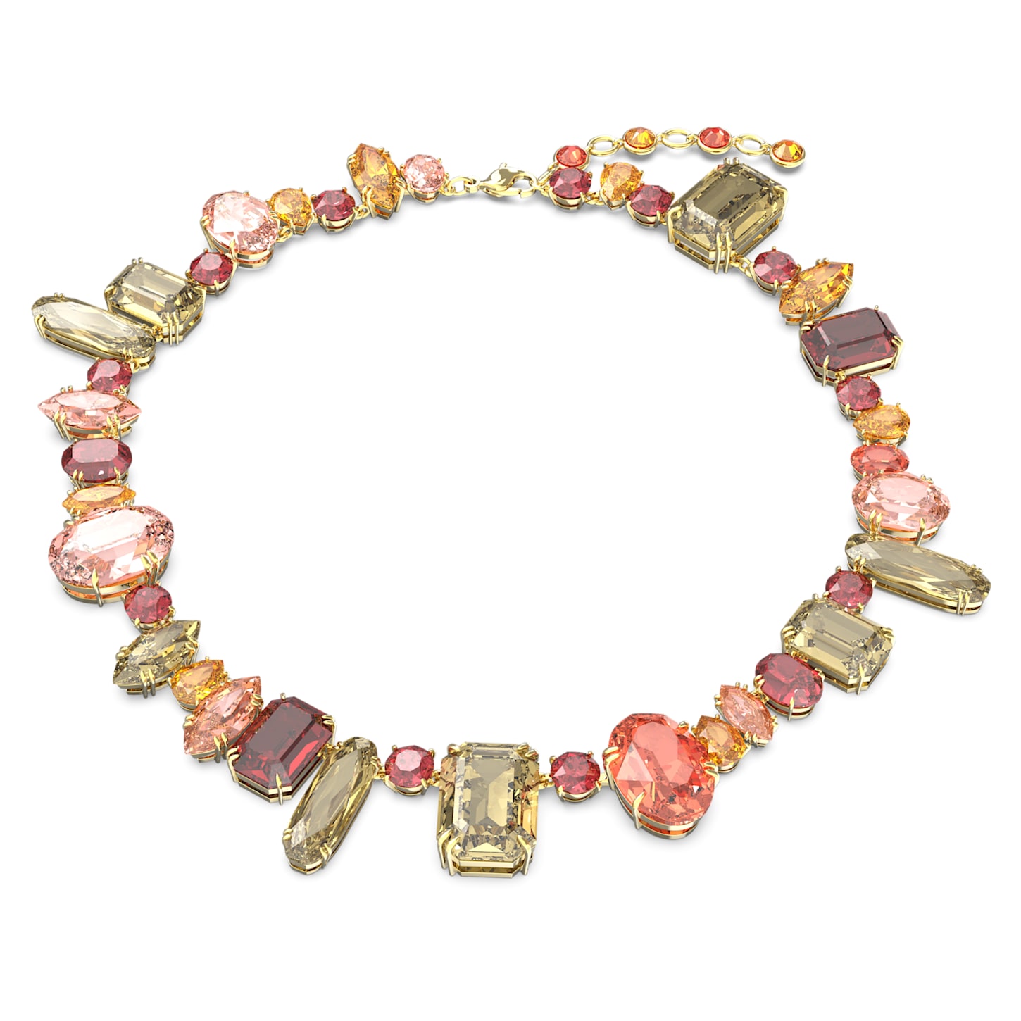 Gema necklace, Mixed cuts, Multicolored, Gold-tone plated | Swarovski